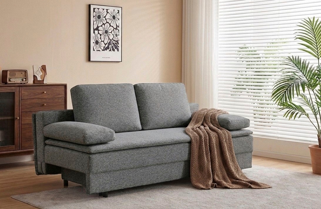 OTTO home Schlafsofa »JANNIKO Feinstruktur, Breite: 193 cm, Liegefläche 124x193 cm« mit Bettfunktion & Bettkasten, Matten-Polsterung