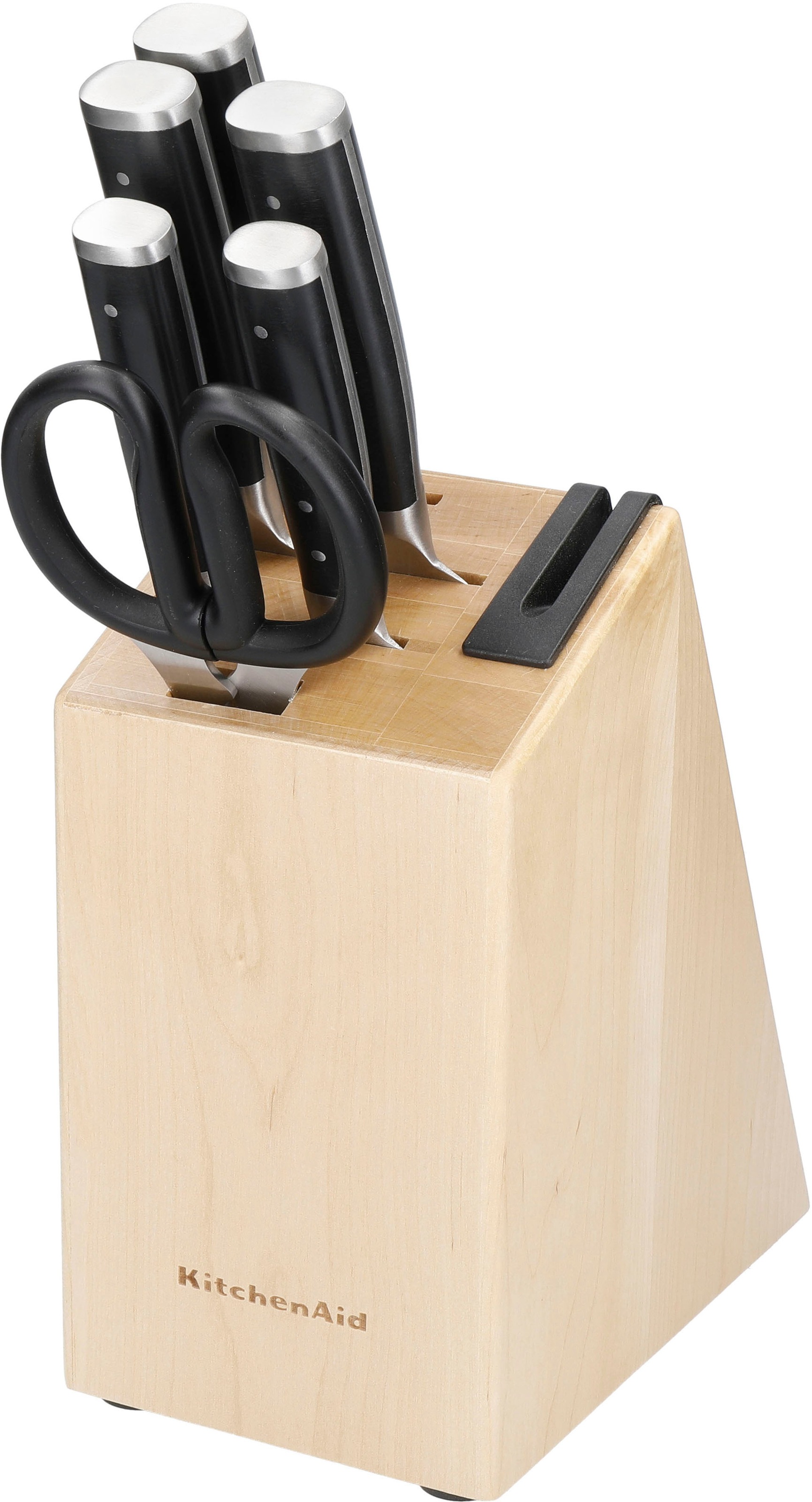 KitchenAid Messerblock "Classic" 6 Stk. Messer japanischer Kohlenstoffstahl, inkl. integrierter Messerschärfer