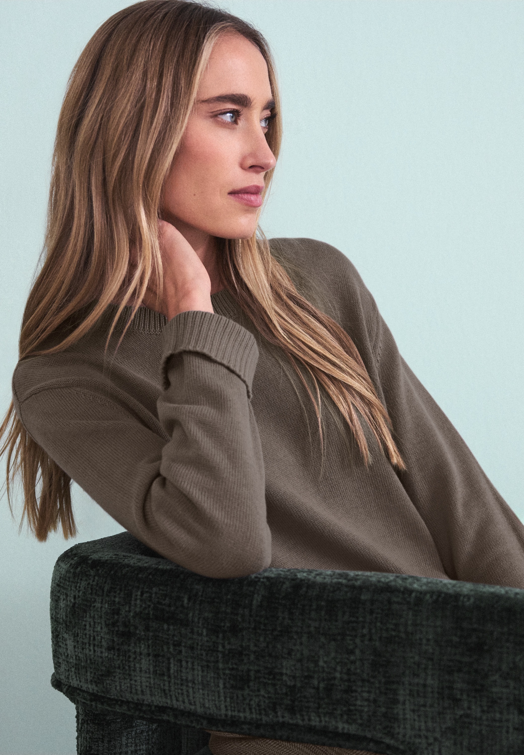 Strickpullover STREET ONE, Damen, Gr. 46, light terra mocha, Strick, Obermaterial: 100% Baumwolle, unifarben, normal hüftbedeckend, Rundhals, Flachstrickbündchen, Pullover Strickpullover, mit Rundhals 2