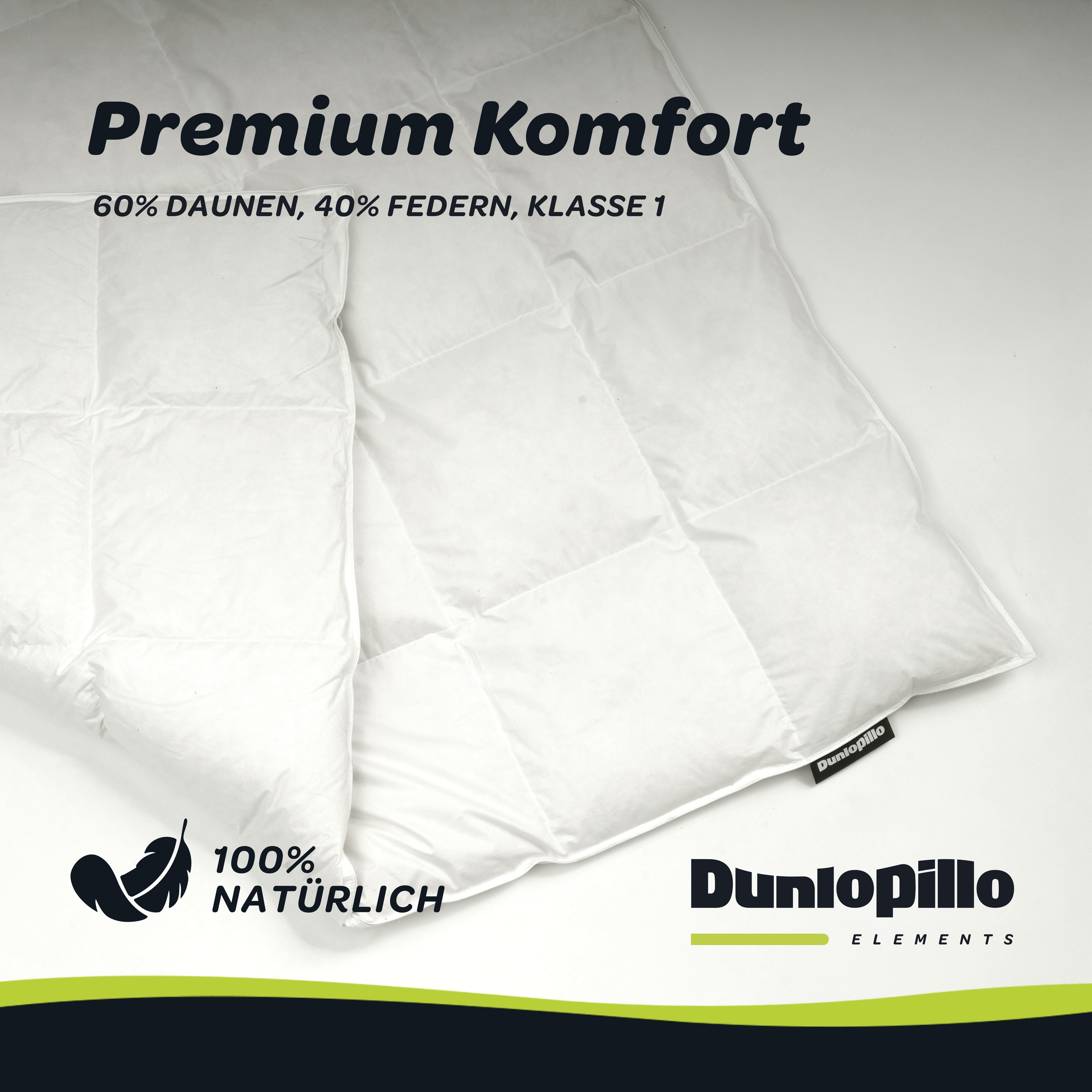 Dunlopillo Daunenbettdecke »Elements "NEUHEIT" Daunenbettdecke 135x200 cm weitere Größen« normal Füllung 60% Daunen & 40% Federn 1 Stk. tlg. Hergestellt in Deutschland