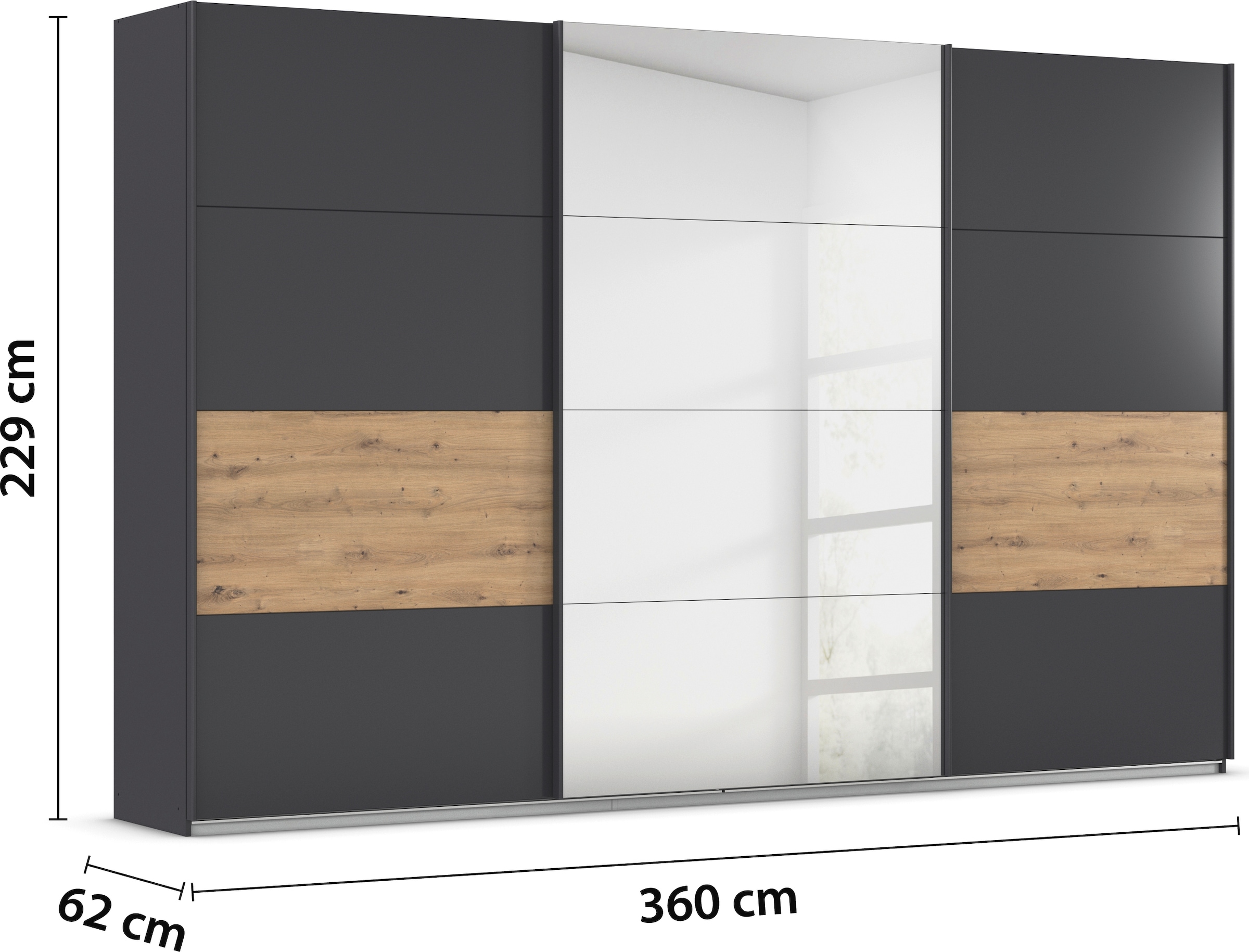 rauch Schwebetürenschrank »Schwebetürenschrank Kleiderschrank Schrank Garderobe CORTONA«, inkl. Inneneinteilung, 2 Stoffboxen und zusätzlichen Einlegeböden