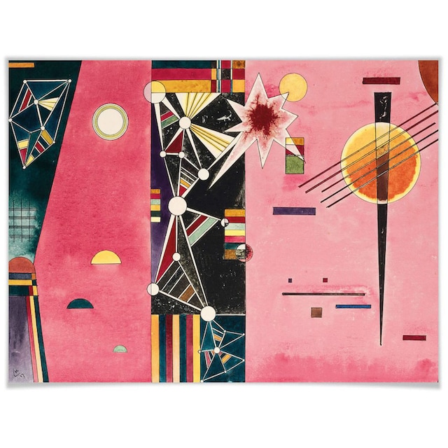 Black Friday Wall-Art Poster »Kandinsky abstrakte Kunst Rosa Rot«,  Abstrakt, (1 St.), Poster, Wandbild, Bild, Wandposter | BAUR