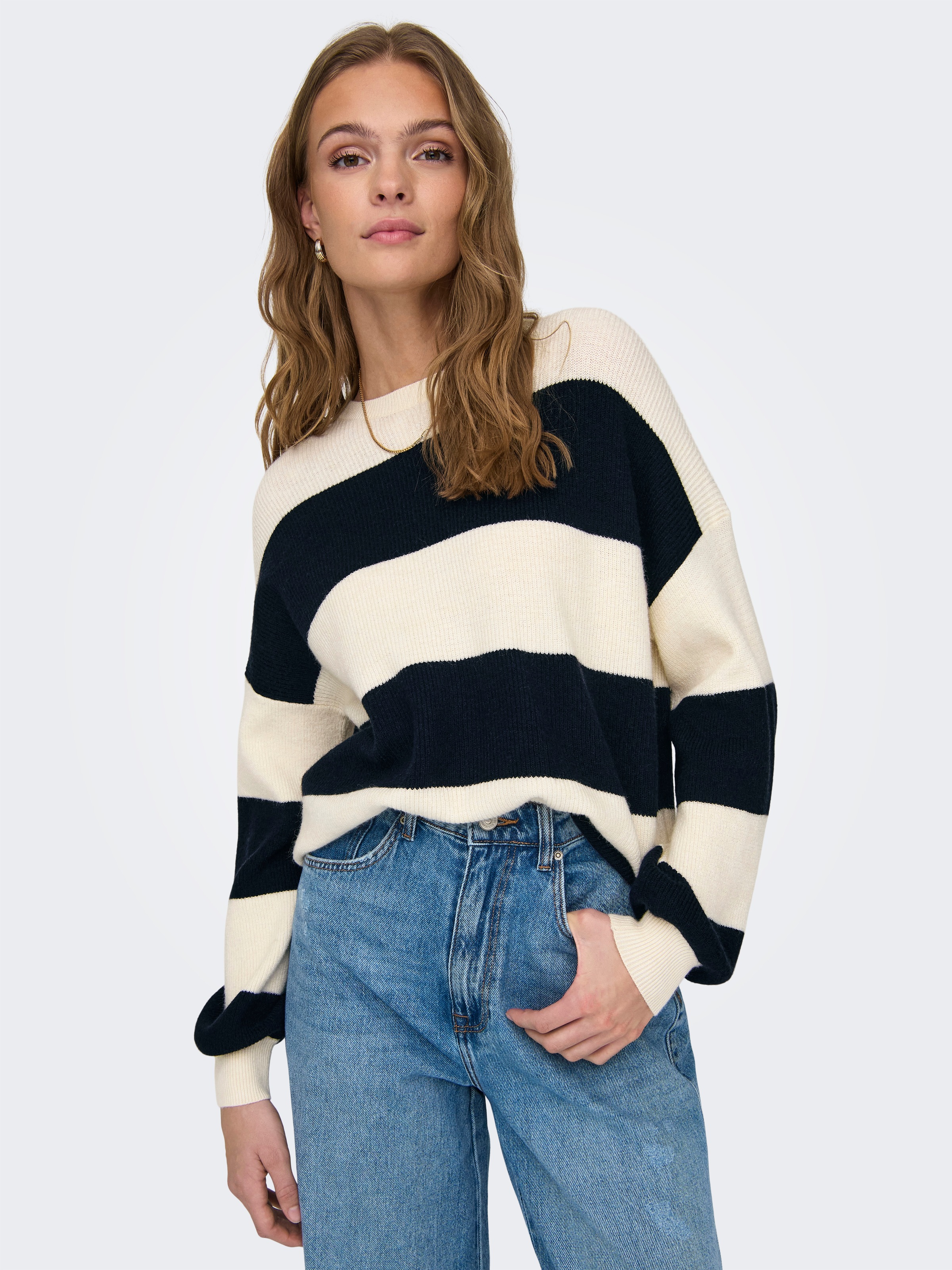 ONLY Strickpullover "ONLATIA L/S STRIPE PULLOVER KNT NOOS" Viskosemischung, günstig online kaufen