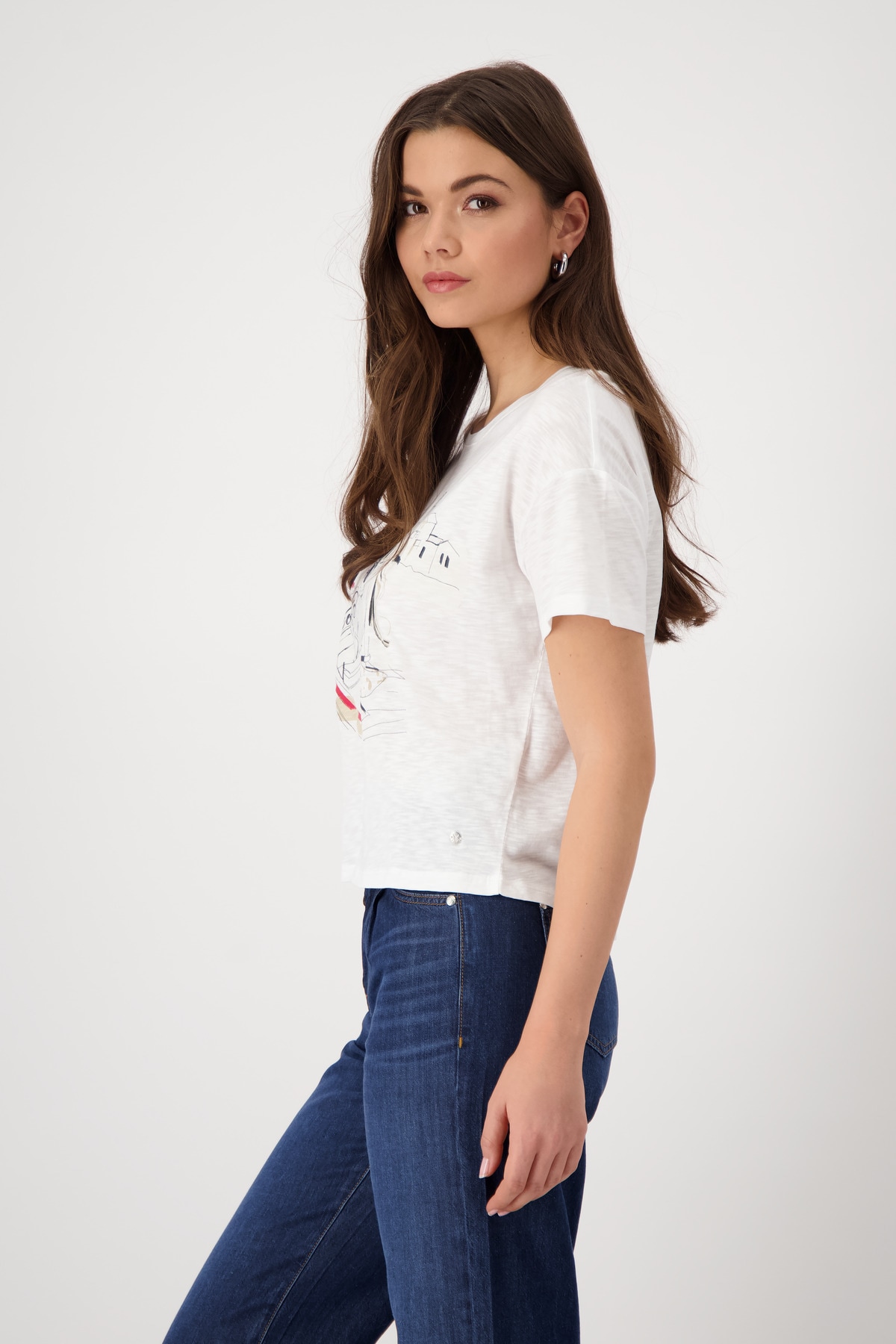 Monari T-Shirt »Shirt Frau + Boot Flamme«, Mit Rundhalsausschnitt