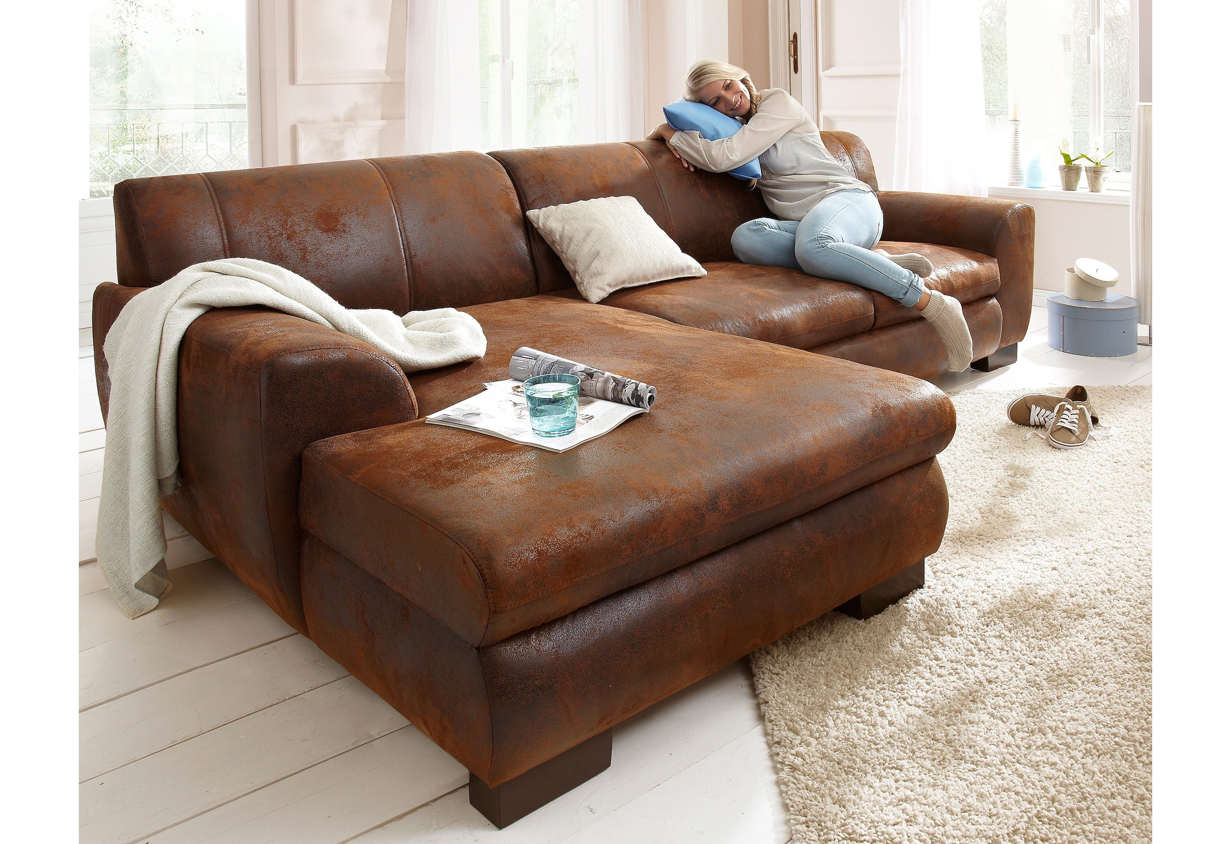 Home affaire Ecksofa "Nika zeitlos und elegant, L-Form", wahlweise mit Bett günstig online kaufen