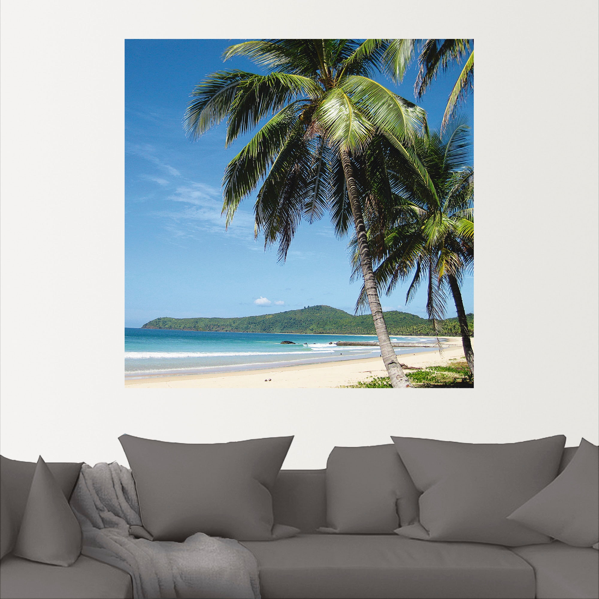 Artland Wandbild »Strand mit Palmen«, Strandbilder, (1 St.), als Alubild, Outdoorbild, Leinwandbild, Poster, Wandaufkleber