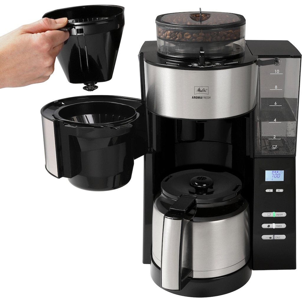 Melitta Kaffeemaschine mit Mahlwerk »AromaFresh Therm 1021-12«, 1,2 l Kaffeekanne, Papierfilter, 1x4