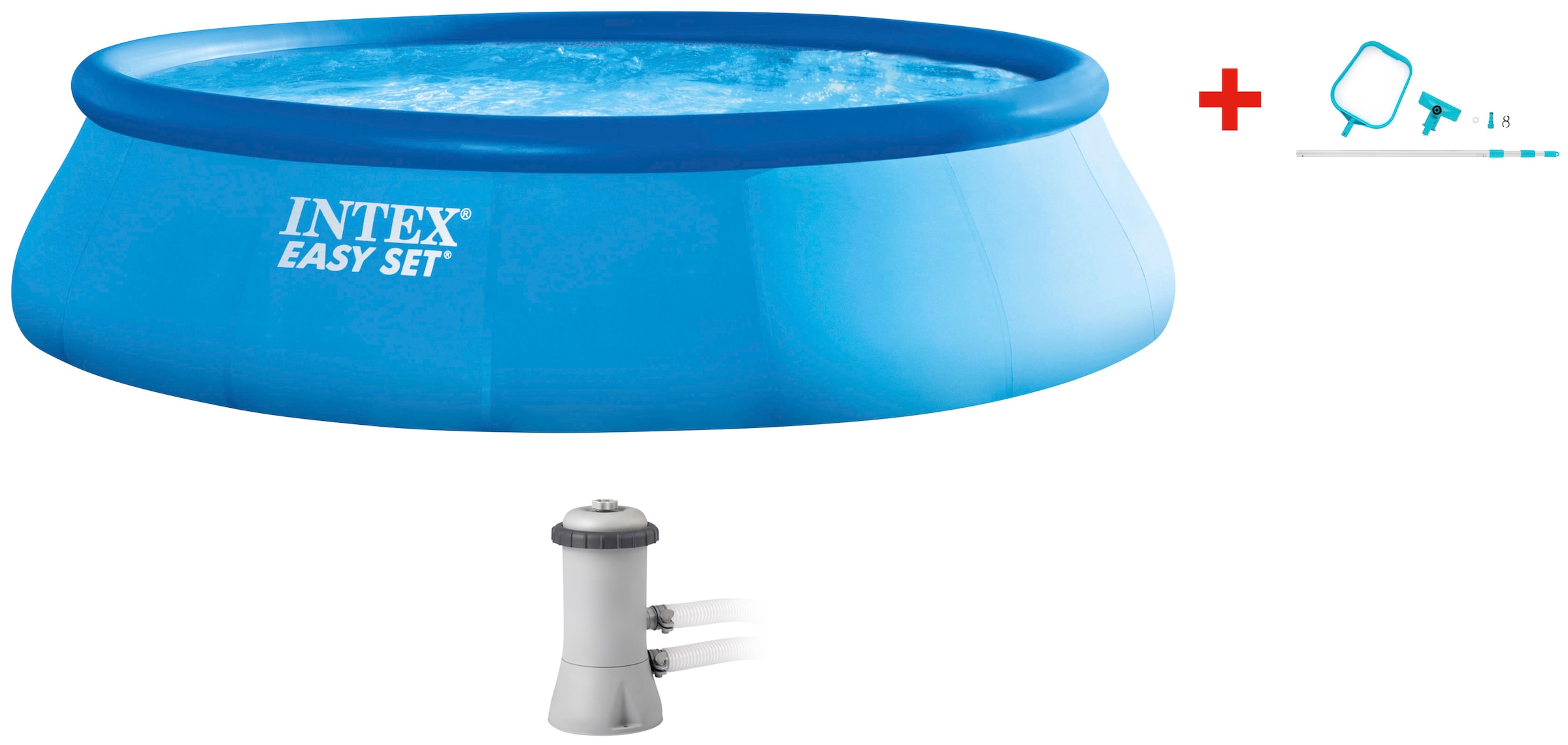 Intex Rundpool "GN "EasyPool" 396x84 cm", (Set), inkl. hochwertigem Intex Pool-Reinigungsset