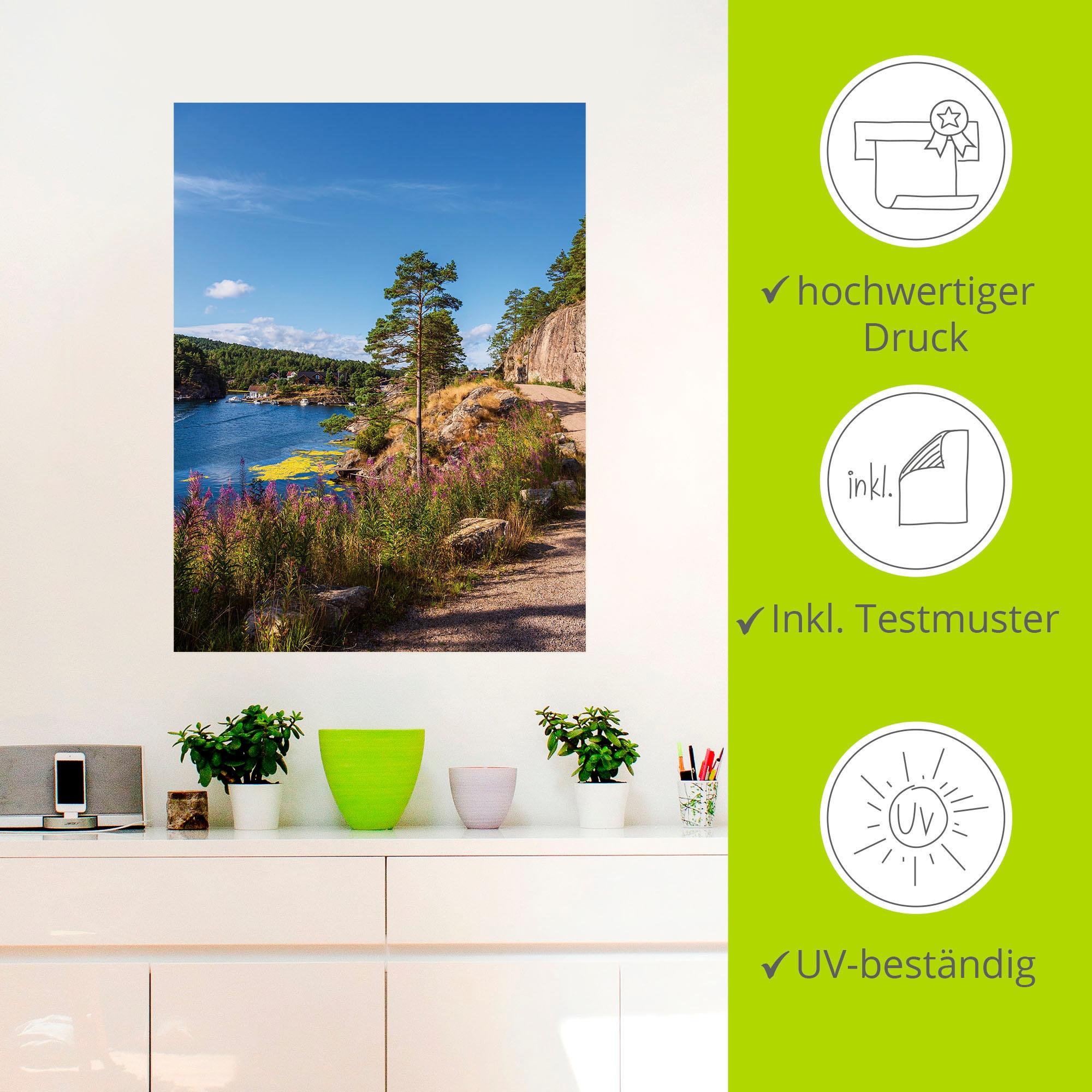 Artland Wandbild »Bucht Stølekilen bei Søgne in Norwegen«, Küstenbilder, (1 St.), als Alubild, Leinwandbild, Wandaufkleber oder Poster in versch. Größen