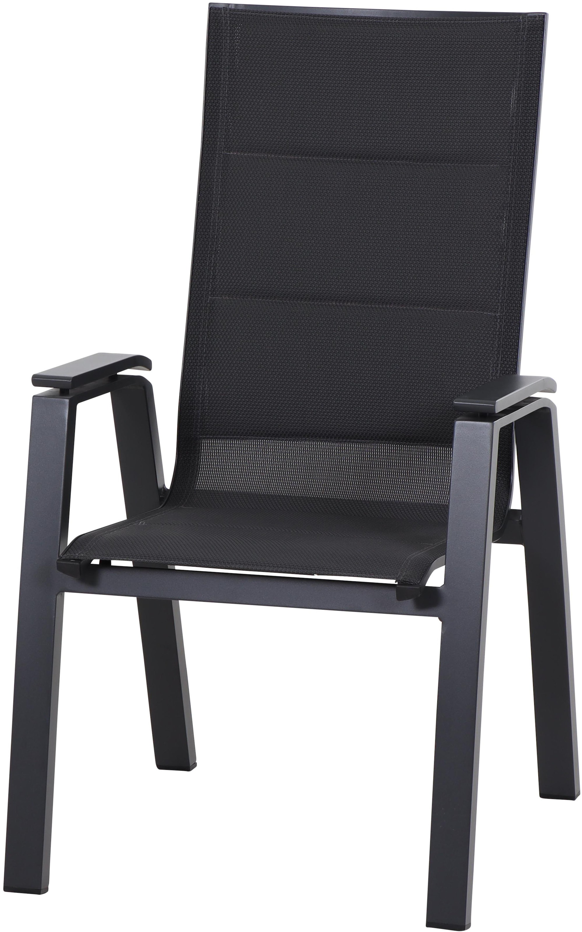 Siena Garden Gartensessel »MILANO Stapelsessel« Gestell aus Aluminium matt anthrazit, Bezug padded dunkelgrau