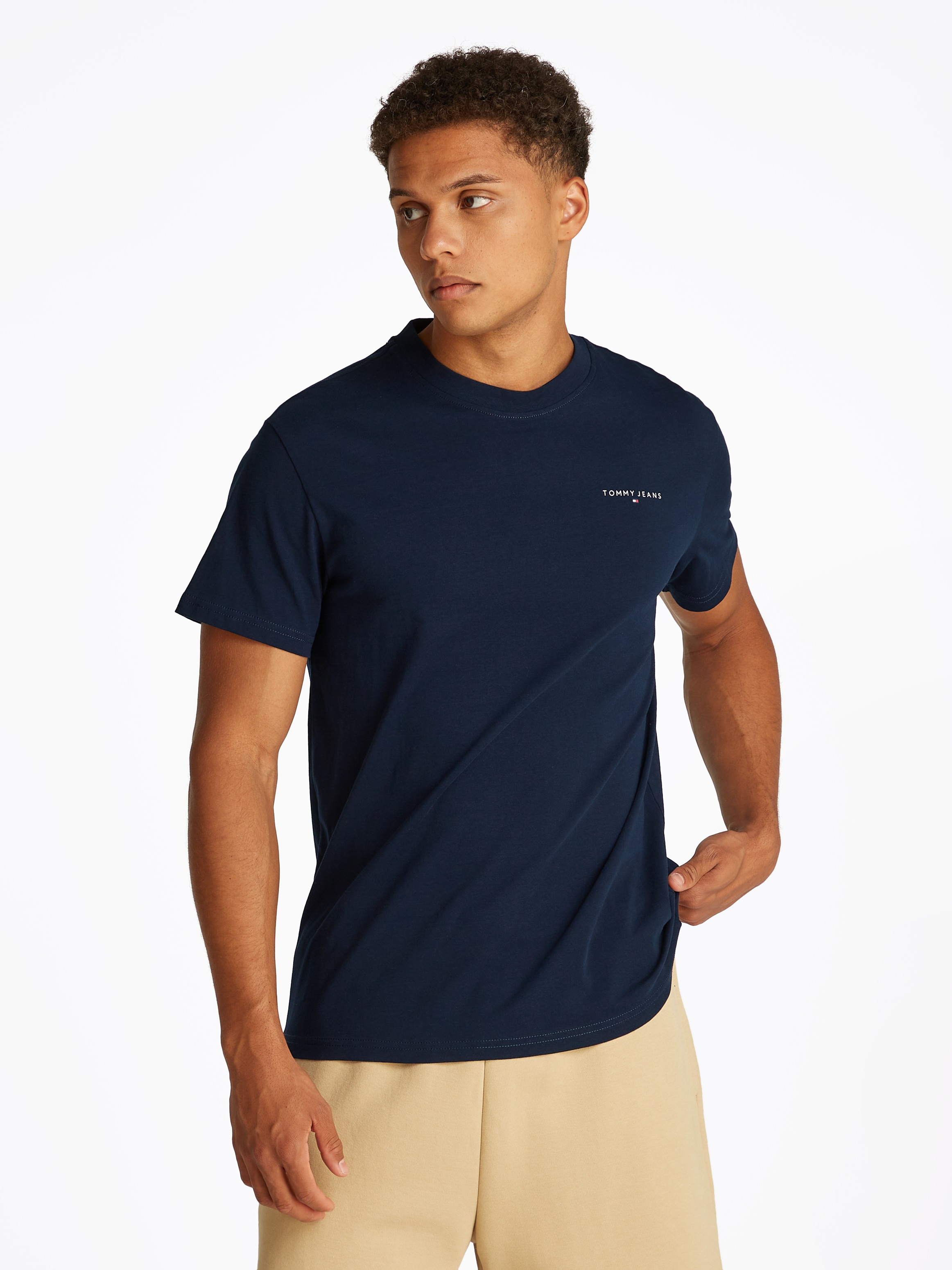 Tommy Jeans Plus Rundhalsshirt "TJM SLIM LINEAR CHEST SS TEE EXT", in Große günstig online kaufen