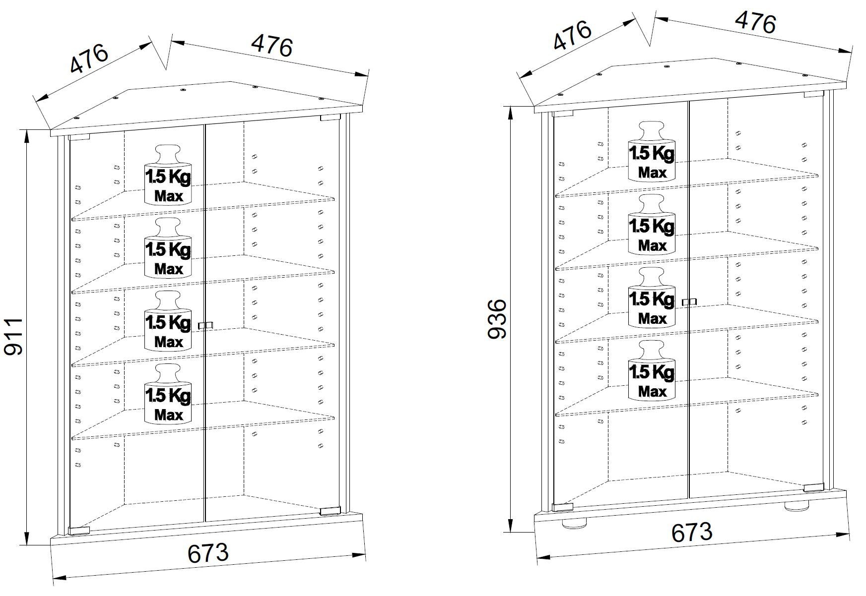 VCM Wandregal »Hängevitrine Wandvitrine Eckvitrine Vecko«