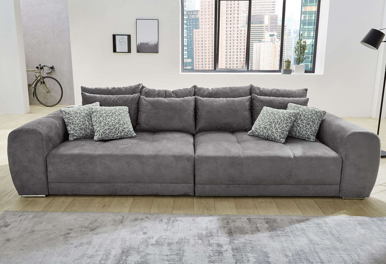 Jockenhöfer Gruppe Big-Sofa "Moldau, B. 306 cm, mit Federkernpolsterung, Liegefläche 120x240 cm" Mega-Sofa im XXL-Format, Federkern, 12 Kissen