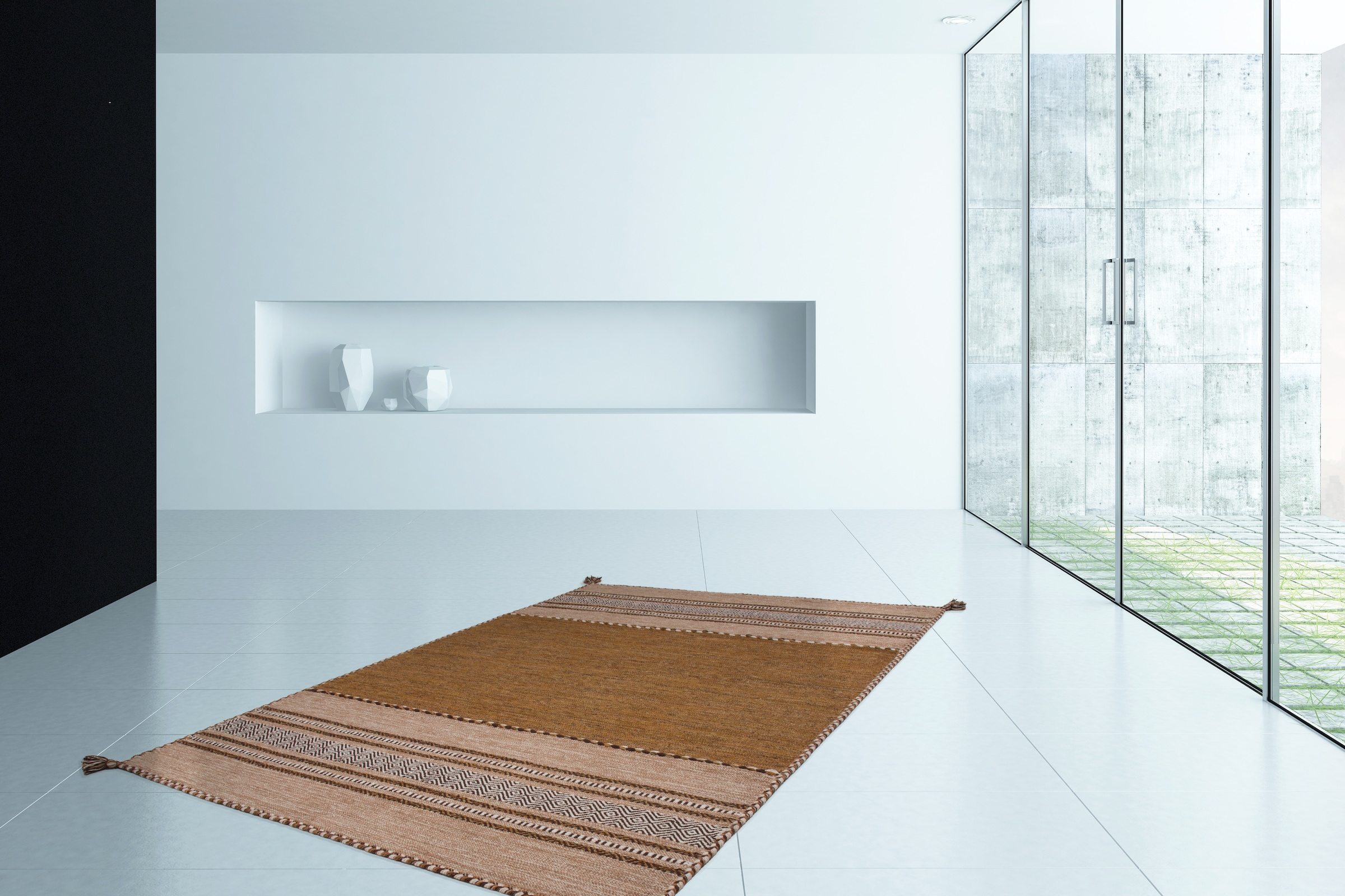 Kayoom Teppich »Alhambra 335«, rechteckig, 5 mm Höhe, Maschinell gewebter Flachflor-Teppich, 100% Baumwolle, Ethno-Design