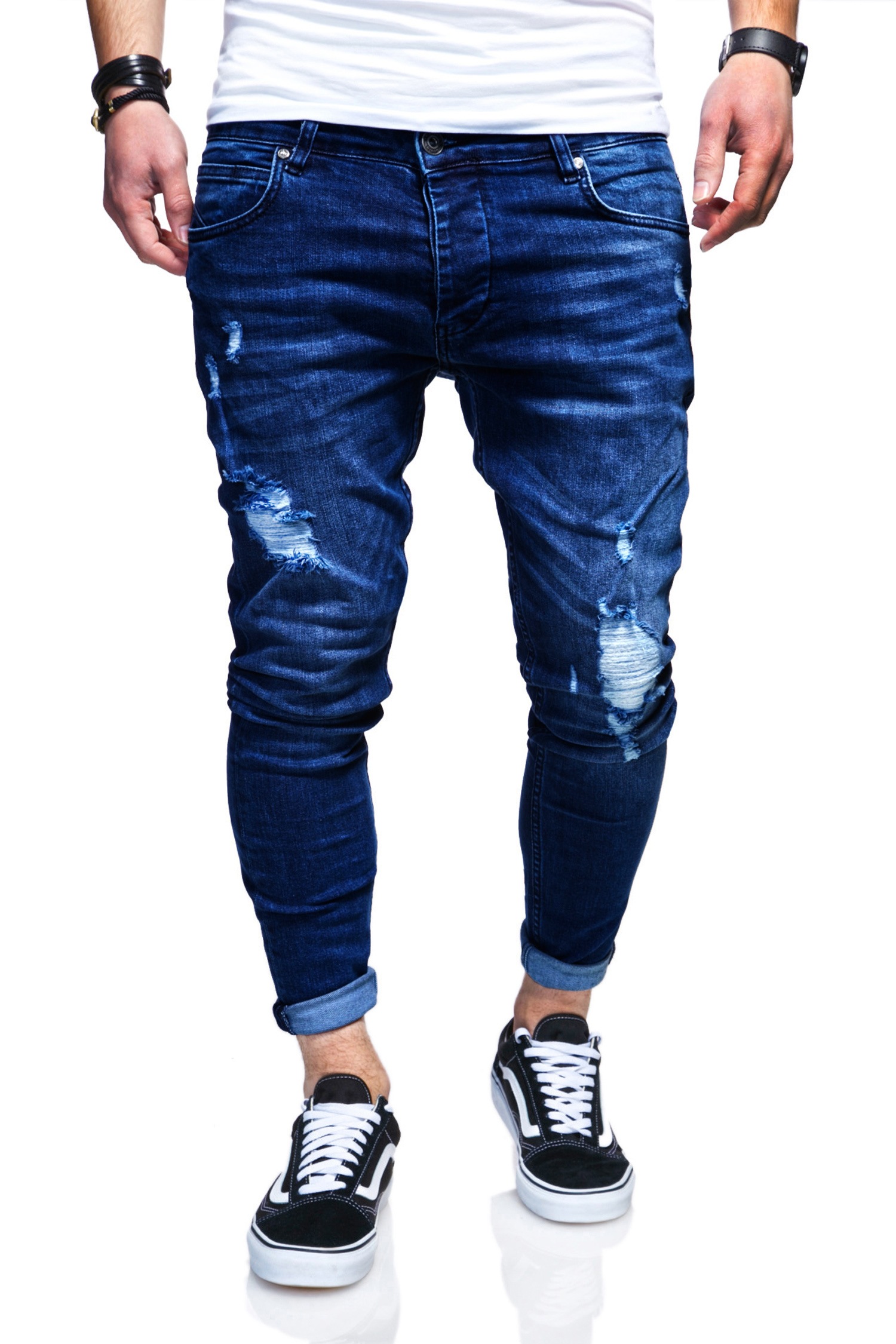 behype Slim-fit-Jeans "EIKE", mit trendigen Used-Elementen günstig online kaufen