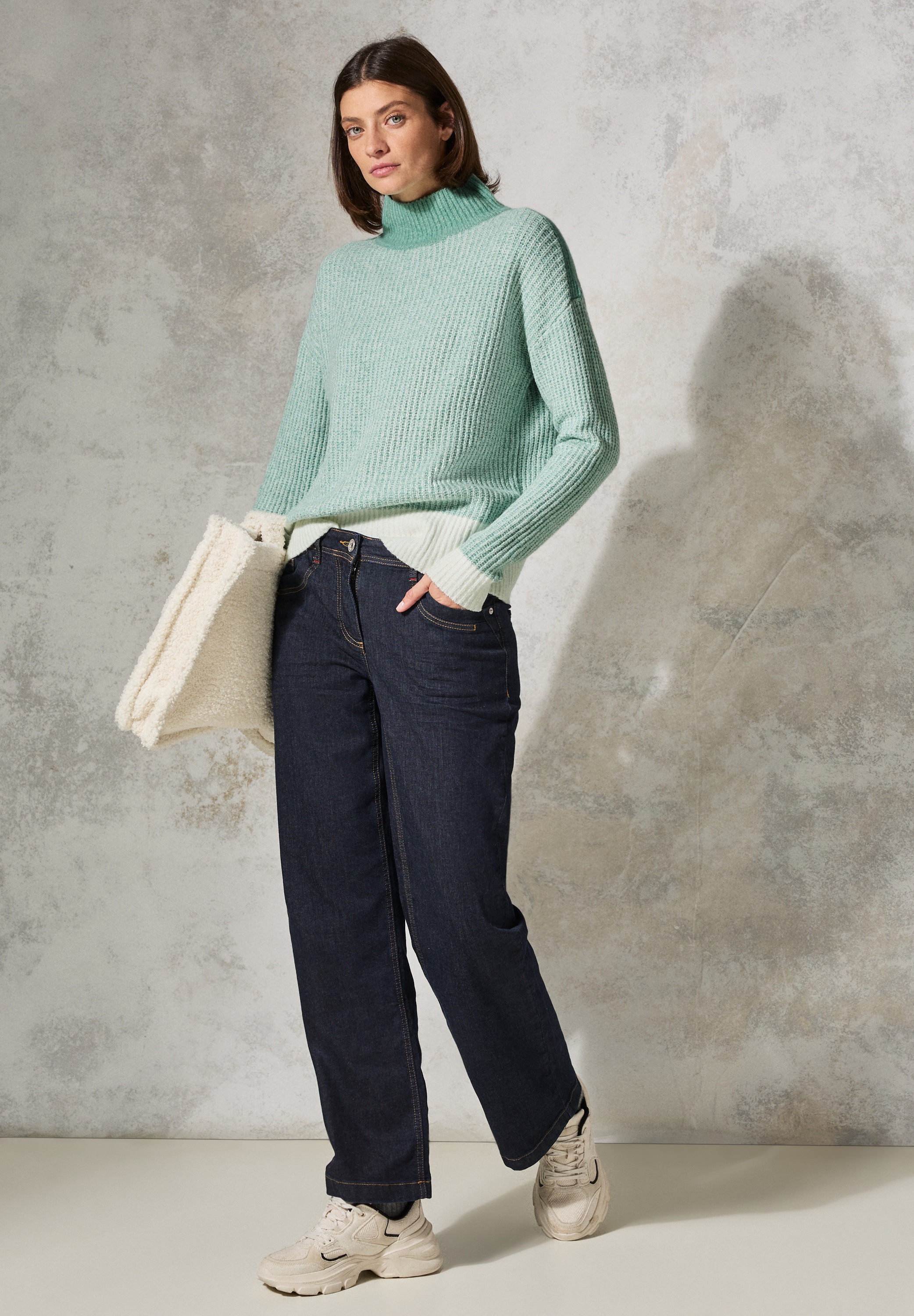 Cecil Rollkragenpullover, im Melange Look