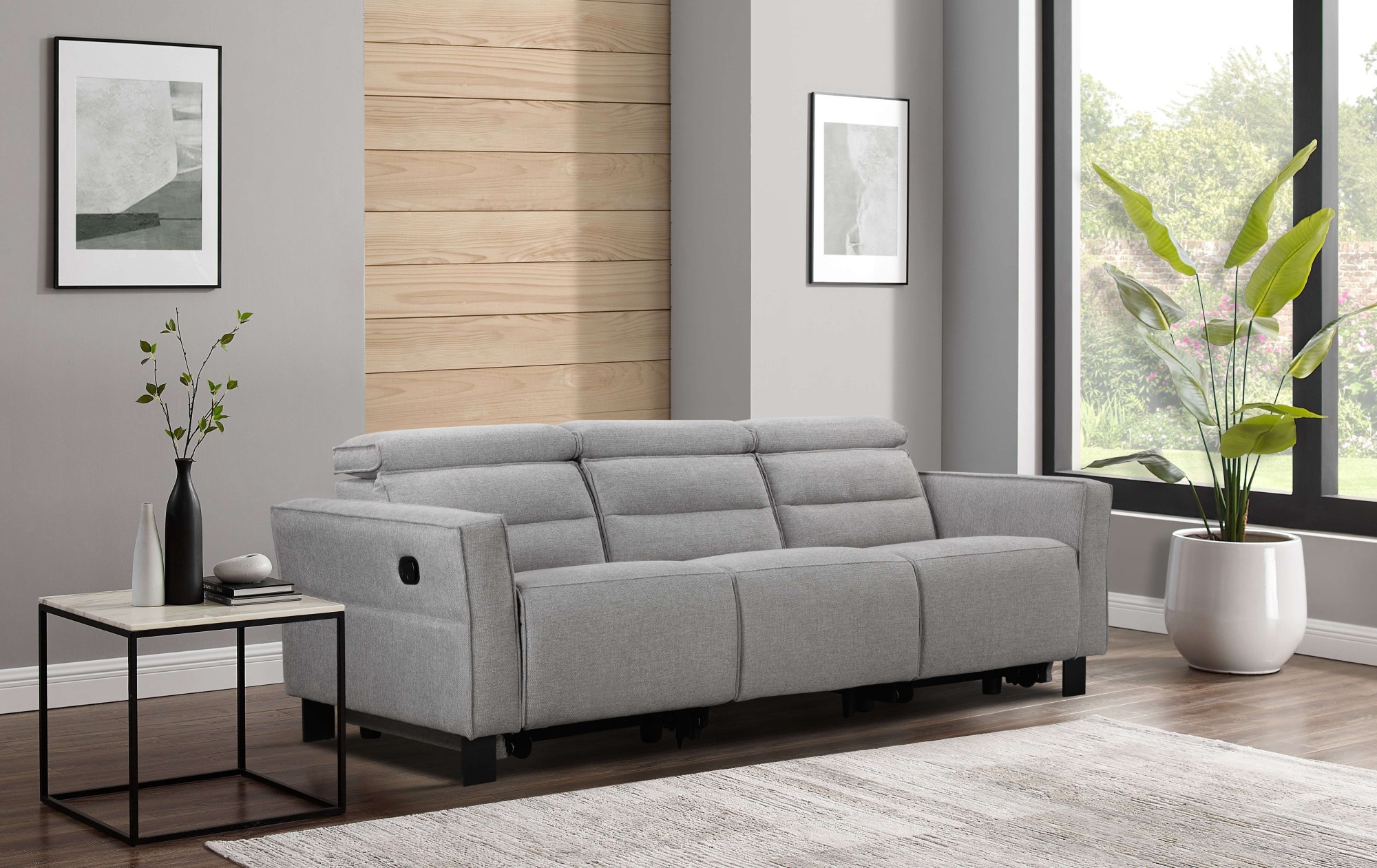 Places of Style 3-Sitzer »Carpari, 224cm, manuelle od. elektrische Relaxfunktion in 2 Sitzen«, mit USB-A/C, Kopfteilverstellung, Echtleder, Kunstleder, Webstoff