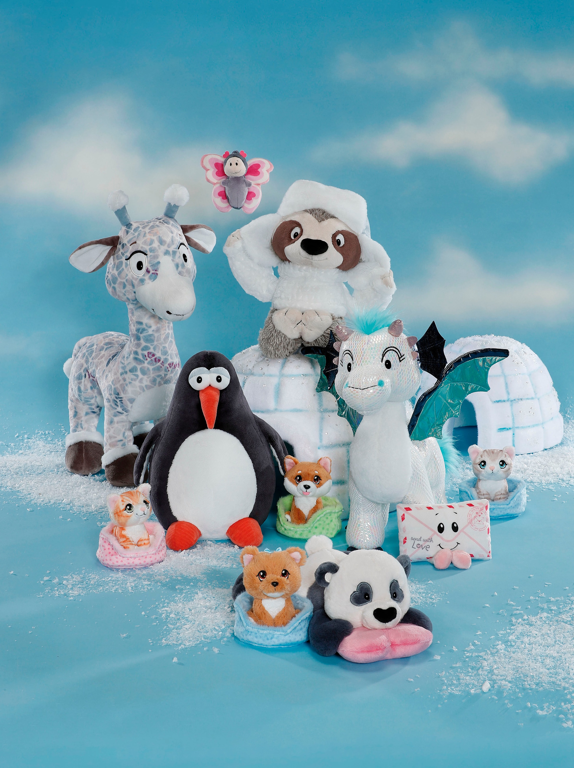 Nici Kuscheltier »Little Paws, Katze grau getigert, 12 cm, im Körbchen blau«