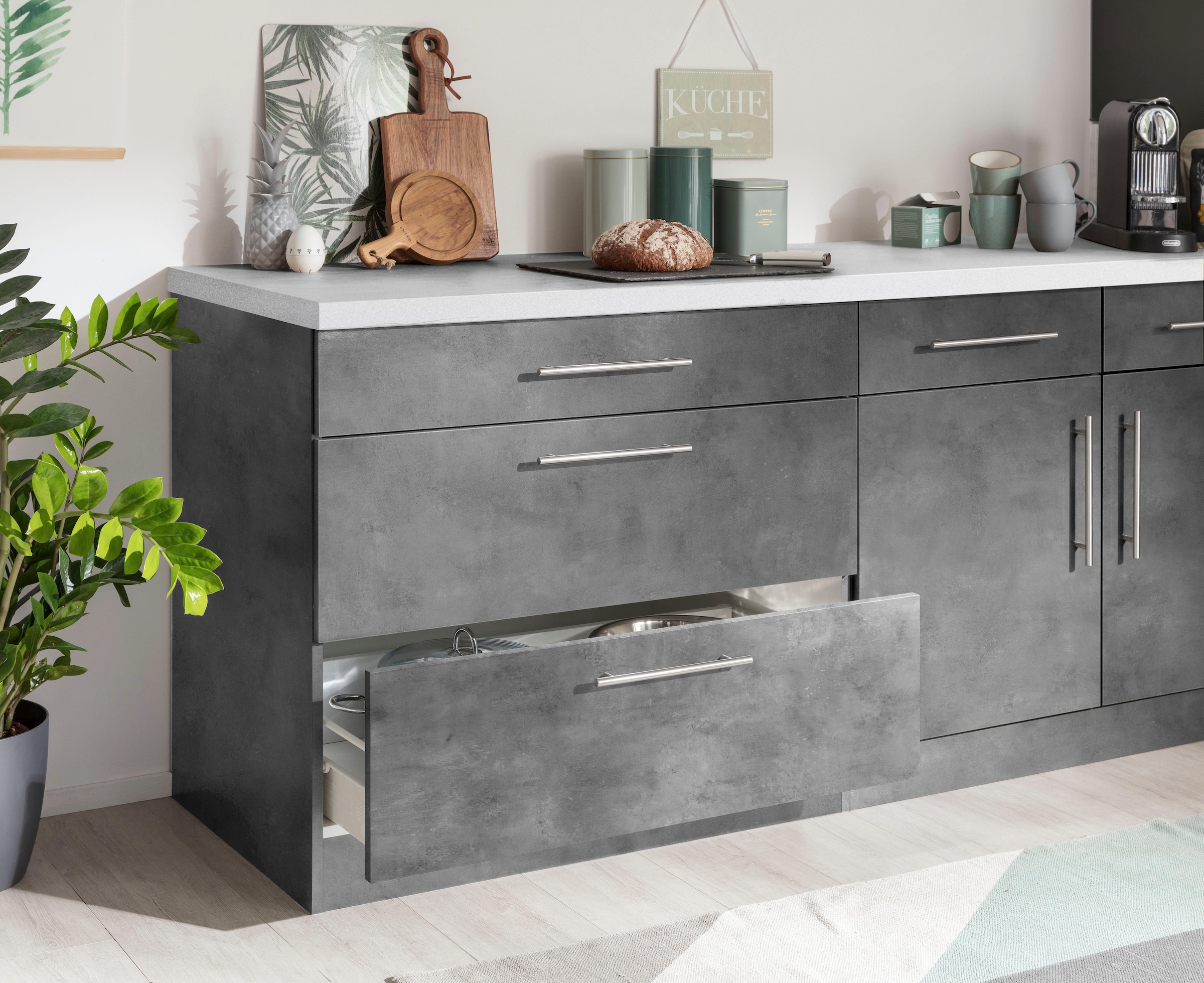 wiho Küchen Unterschrank »Cali« 90 cm breit, mit 2 großen Auszügen ohne Arbeitsplatte