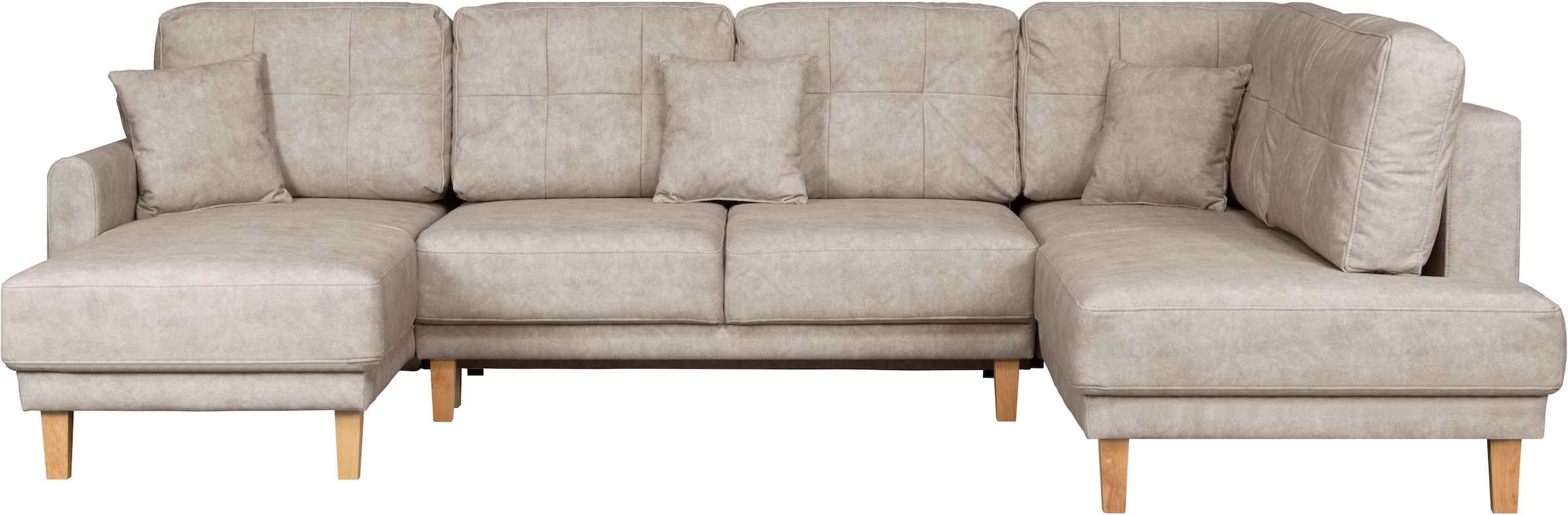 Home affaire Wohnlandschaft »TRIPLO U-Form wahlweise mit Schlaffunktion, B/T/H: 310/192/90 cm«, Schlafsofa, auch mit Bettkasten, Steppung im Rückenkissen