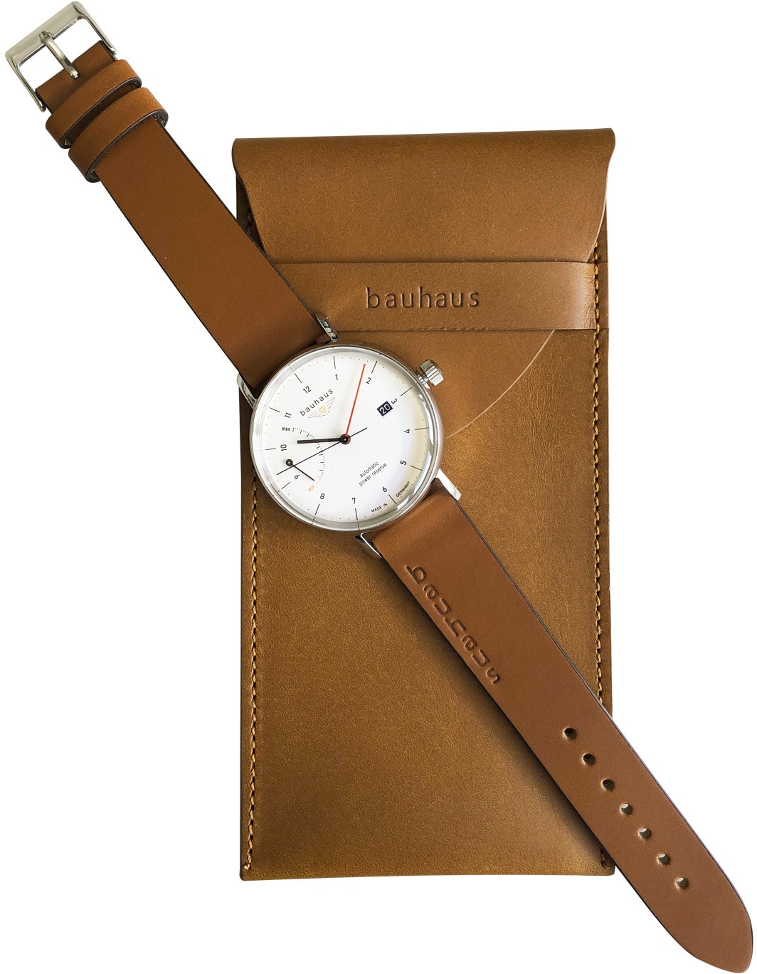 bauhaus Automatikuhr »bauhaus Automatik, 2160-1_bag«, (Set, 2 tlg., mit Ledertasche), Armbanduhr, Herrenuhr, Datum, Exklusiv-Modell, Made in Germany