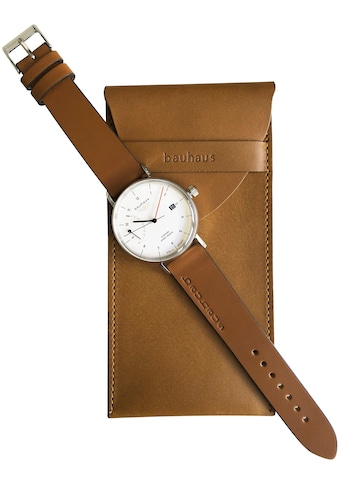 Automatikuhr »bauhaus Automatik, 2160-1_bag«, (Set, 2 tlg., Uhr mit Ledertasche)