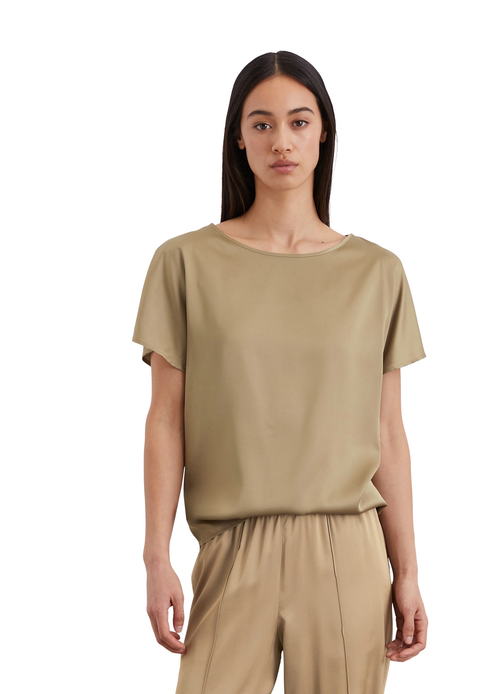 Marc OPolo Kurzarmbluse "aus Viskose-Satin-Stretch" günstig online kaufen