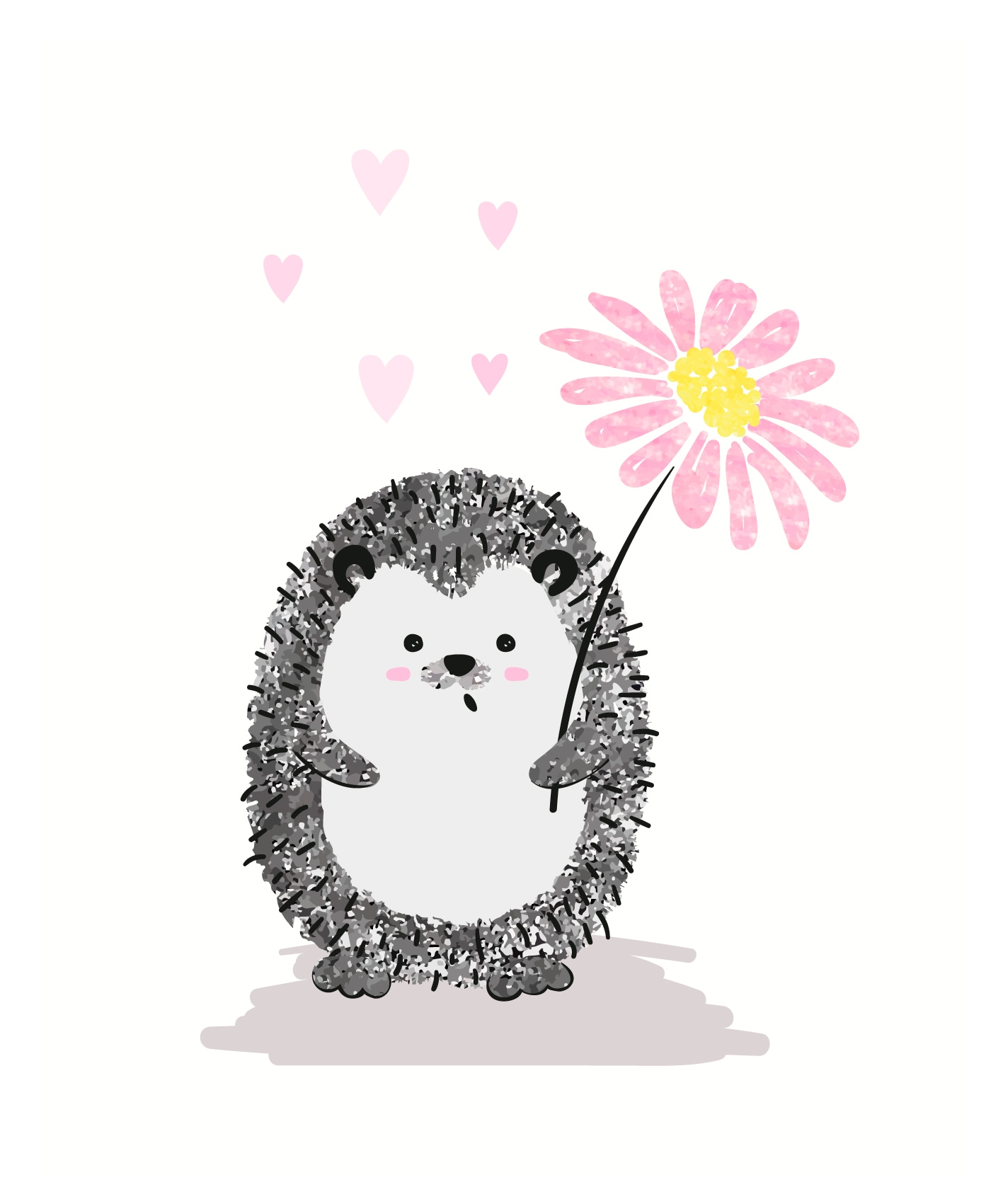 Lüttenhütt Poster "Igel mit Herzen und Blume", Fantasy-Herz-Herzen-Tiere, ( günstig online kaufen