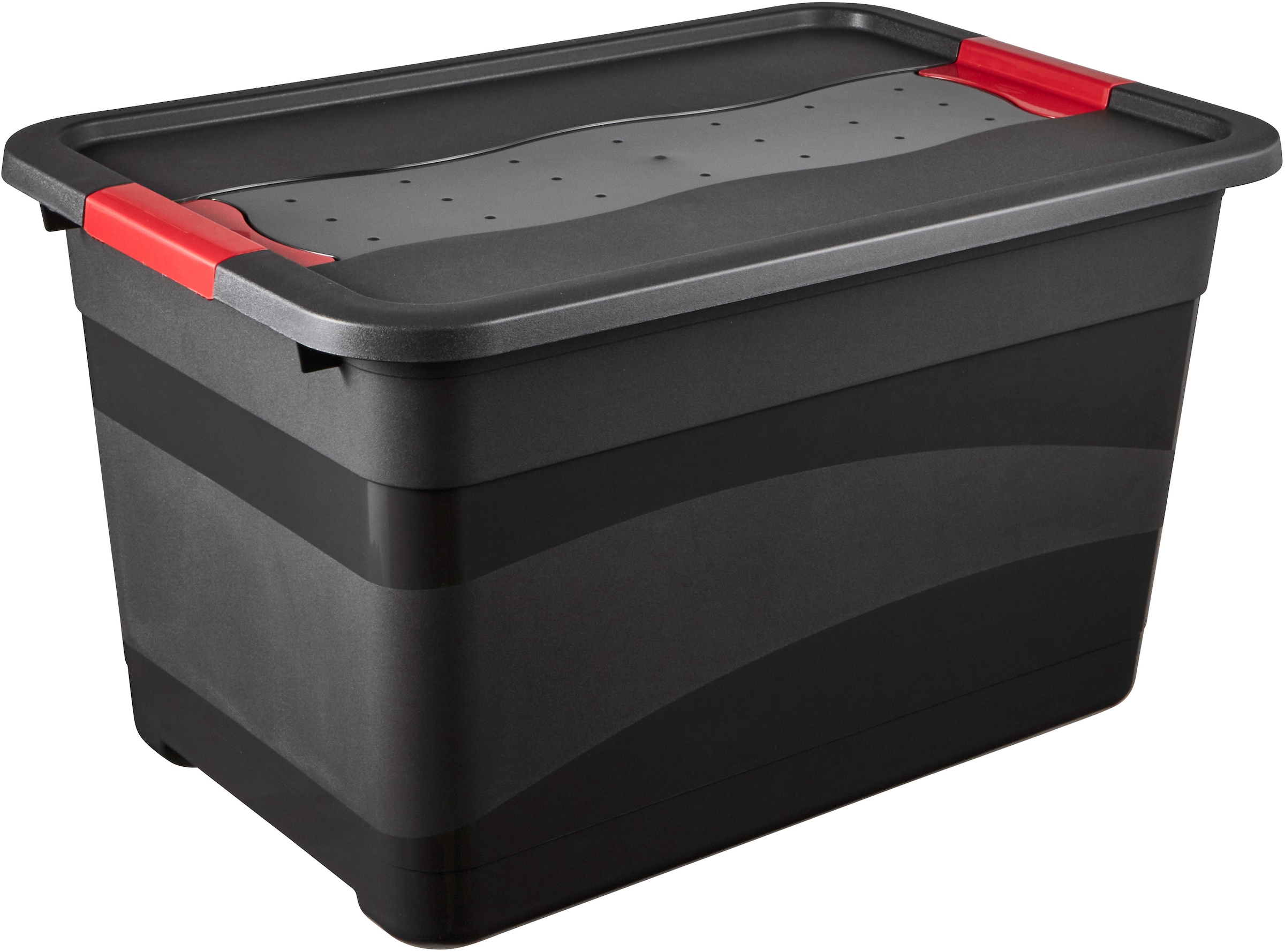 keeeper Transportbehälter »eckhart, 5er Set Transporbox, 52 L, 59,5 x 39,5 x 34 cm« 39,5 cm breit 34 cm hoch 59,5 cm lang Set, 5 Stk. tlg. seitl. Clips, Griffe am Boden, stoßfeste Seitenwände, robuster Deckel