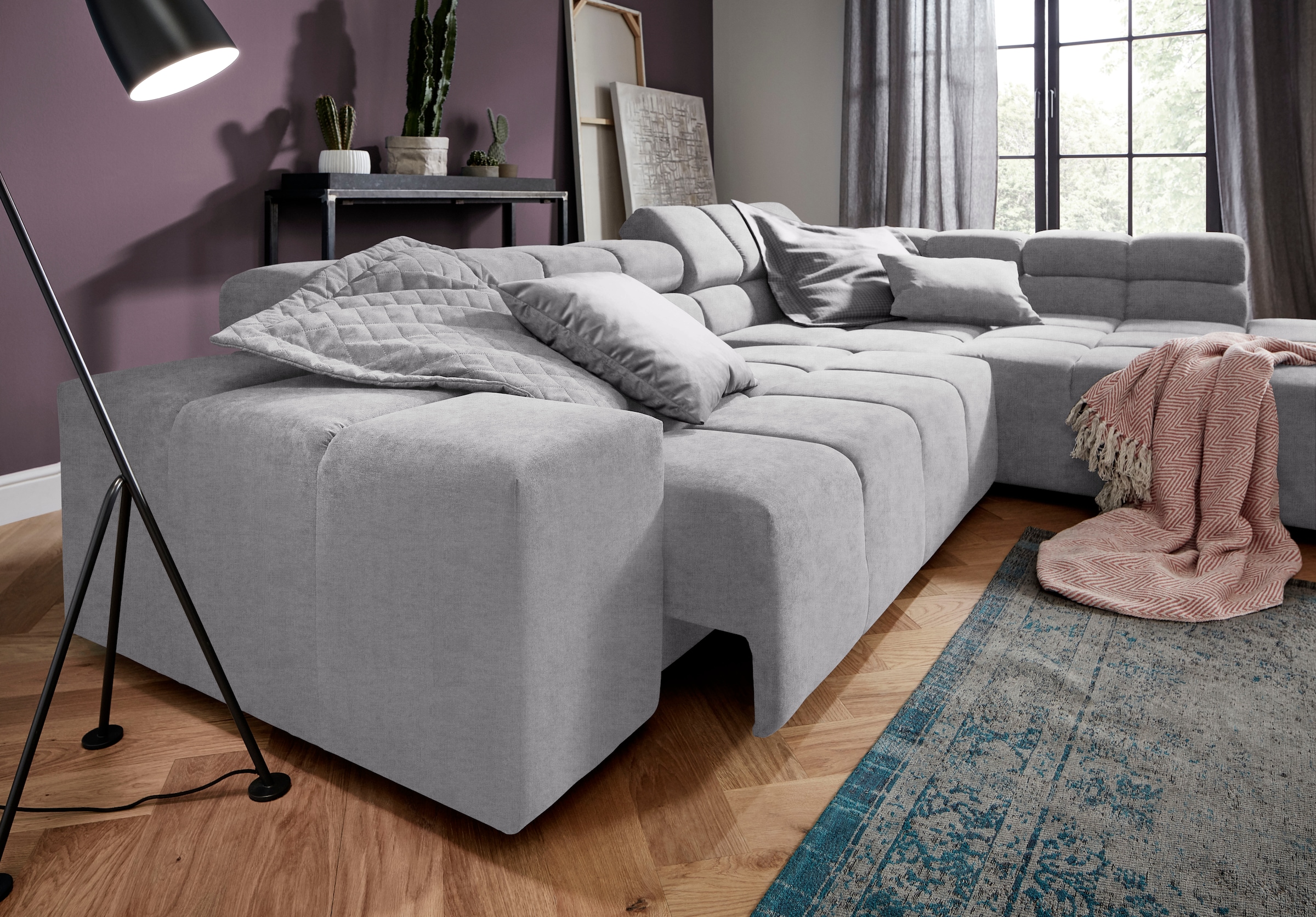 INOSIGN Ecksofa »Ancona incl. Kopfteilverstellung, Breite 319cm, L-Form«, wahlweise motorische Sitztiefenverstellung, auch in Cord + Easy Care