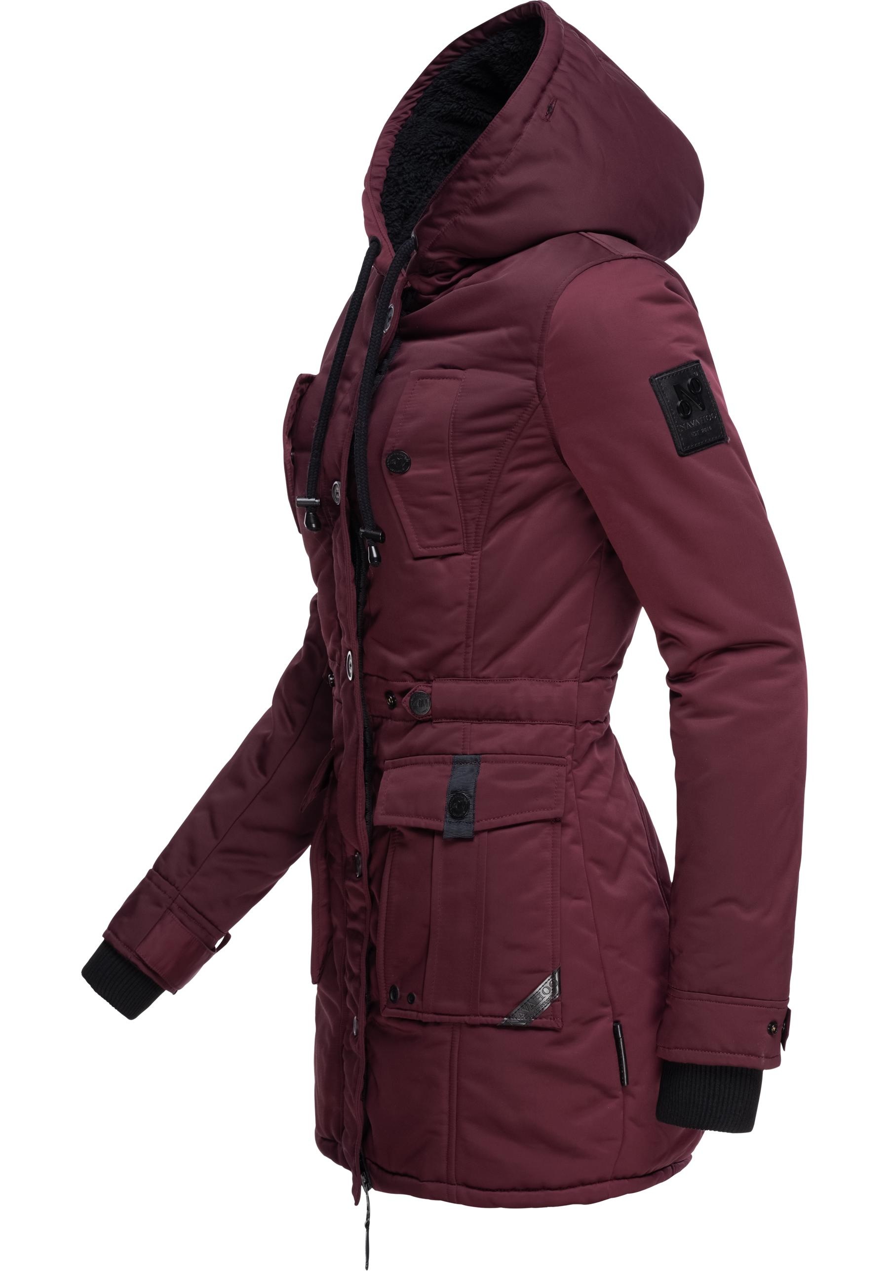 Navahoo Wintermantel »Luluna Prc«, edler Parka mit großer Kunstfellkapuze