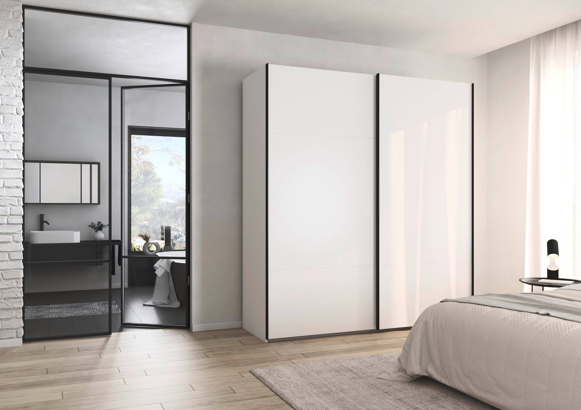 rauch Schwebetürenschrank »Kleiderschrank Schrank Garderobe Schlafzimmerschrank CONTIDO«, (in 3 verschiedenen Ausstattungen BASIC/CLASSIC/PREMIUM), aus hochwertigem Material in 6 Breiten 2 Griff-Farben MADE IN GERMANY