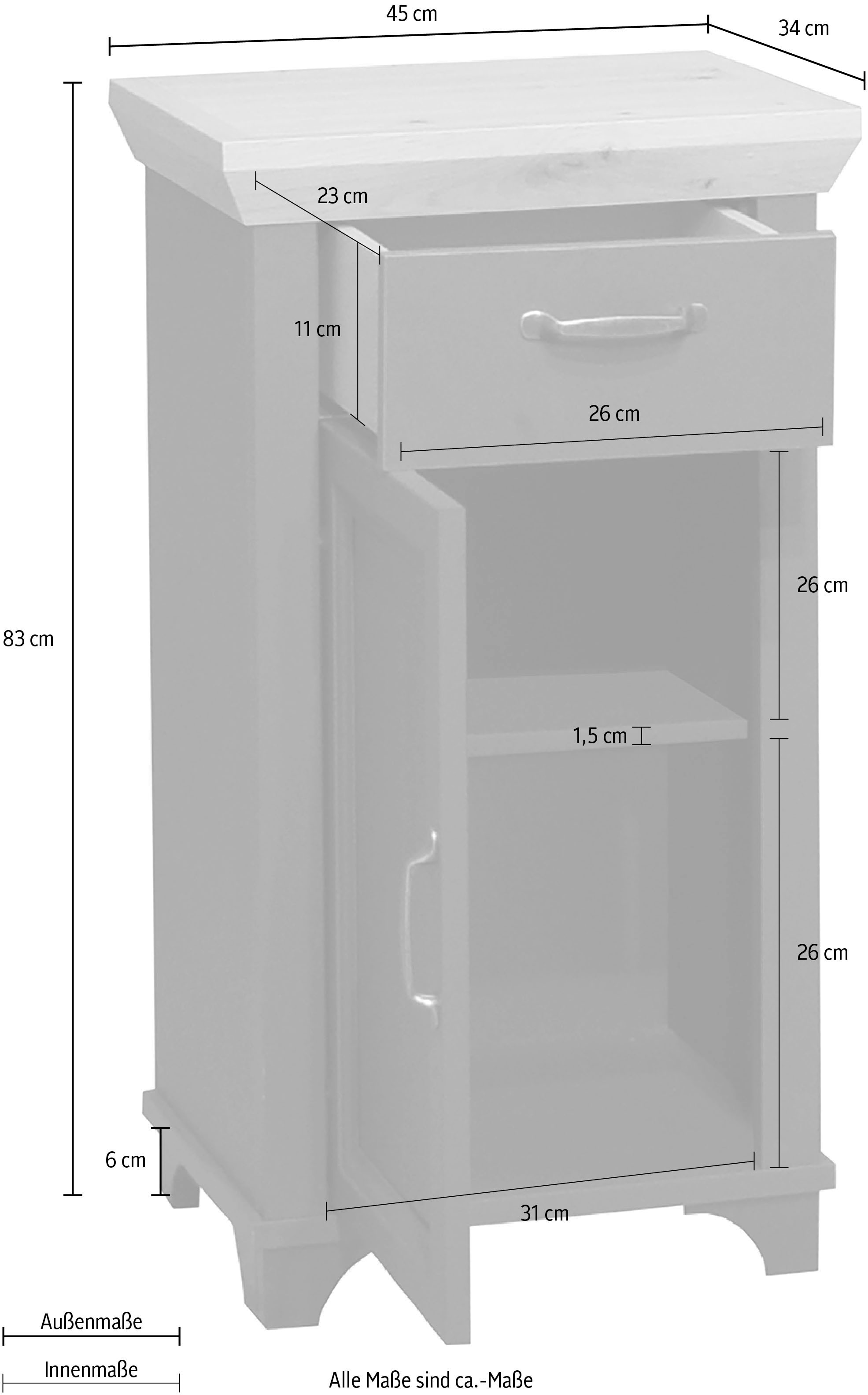 Mäusbacher Unterschrank cm, Metallgriffe kaufen Breite Landhausstil, Höhe | »Mali«, 45 BAUR 83 cm