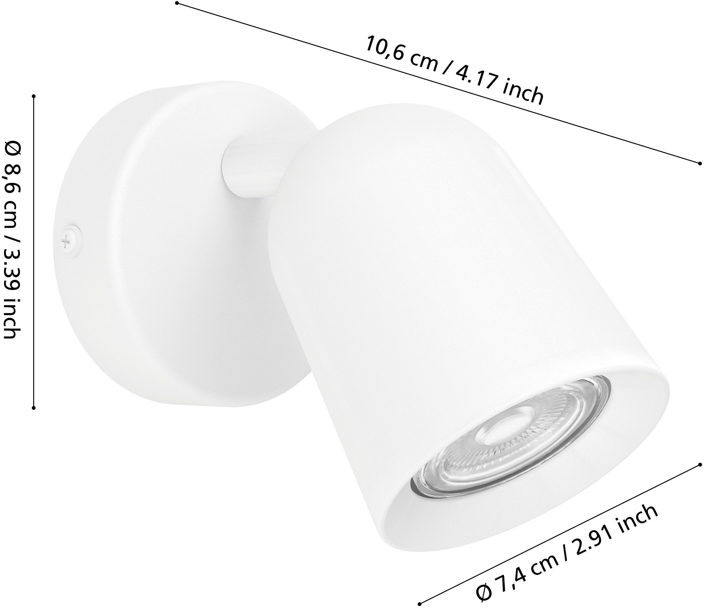 EGLO Deckenleuchte »CAMALDOLI Spotlampe - Stahl - GU10 - 1X5W - IP20« GU10 1 Stk. Wandleuchte, Wandspot, schwenkbar, Strahler, L8,5 x H11 x AL10,5 cm