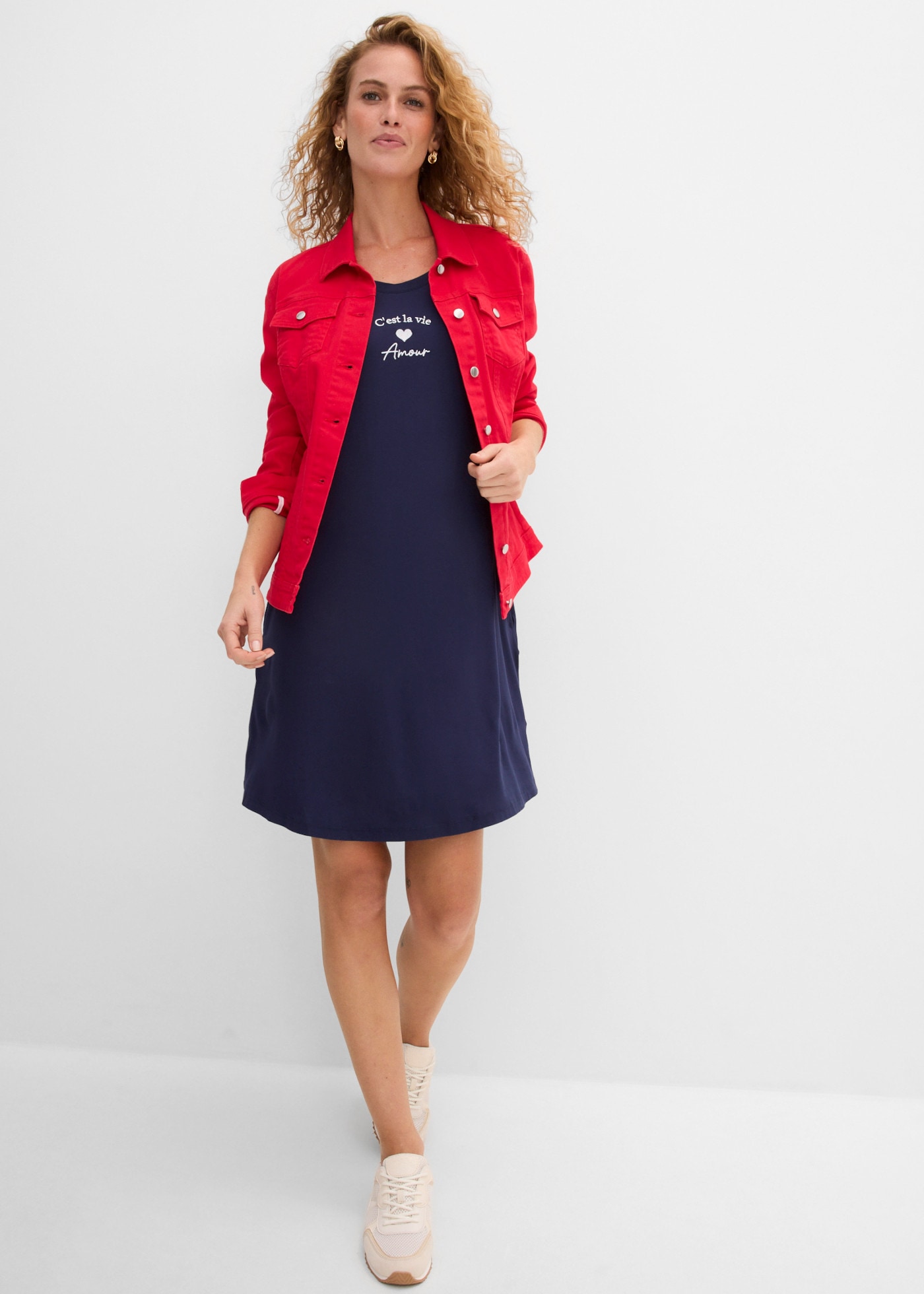 bonprix Jerseykleid lockere Passform, aus Viskose und Elasthan, mit Rundhalsausschnitt