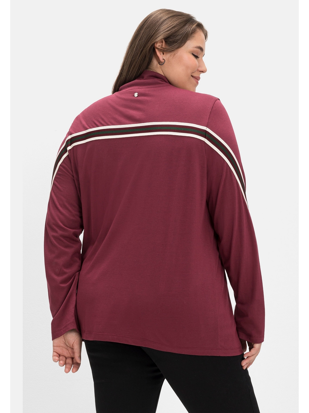 Sheego Langarmshirt »Große Größen«, mit Kontrastdetails für bestellen und Troyerkragen BAUR 