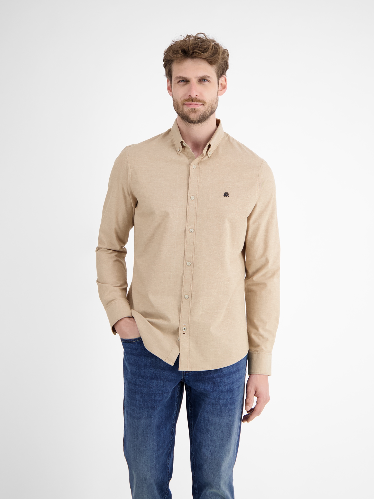 LERROS Langarmhemd "Oxford Solid" mit Button-Down-Kragen günstig online kaufen