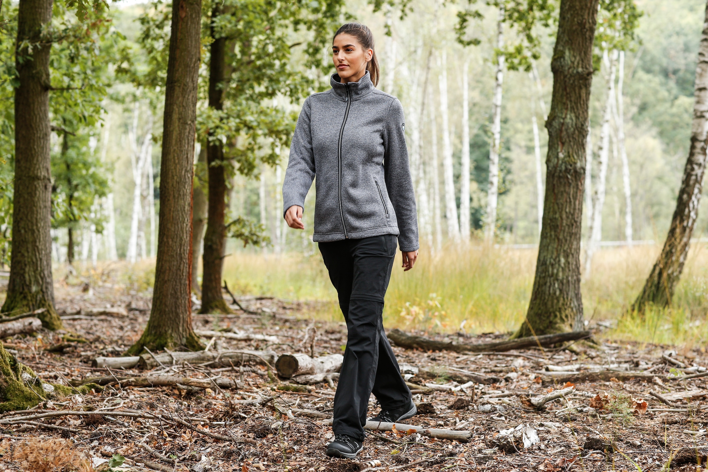 Polarino Strickfleecejacke, ohne Kapuze, für den Herbst, aus wärmendem Material, sportlicher Stil