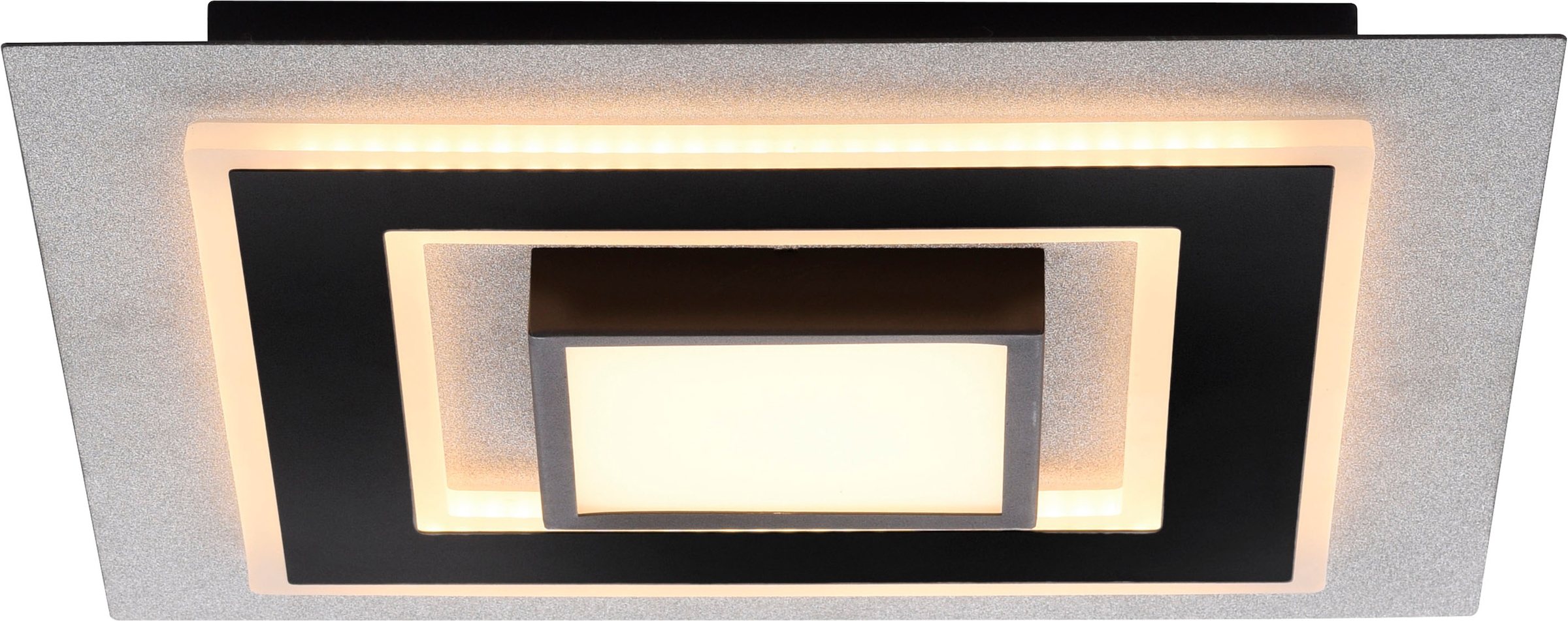 JUST LIGHT LED Deckenleuchte »Deckenleuchte CICHIO« LED-Board 1 Stk. Silber mit Glitzereffekt, schwarz matt strukturiert und schwarz-chrom