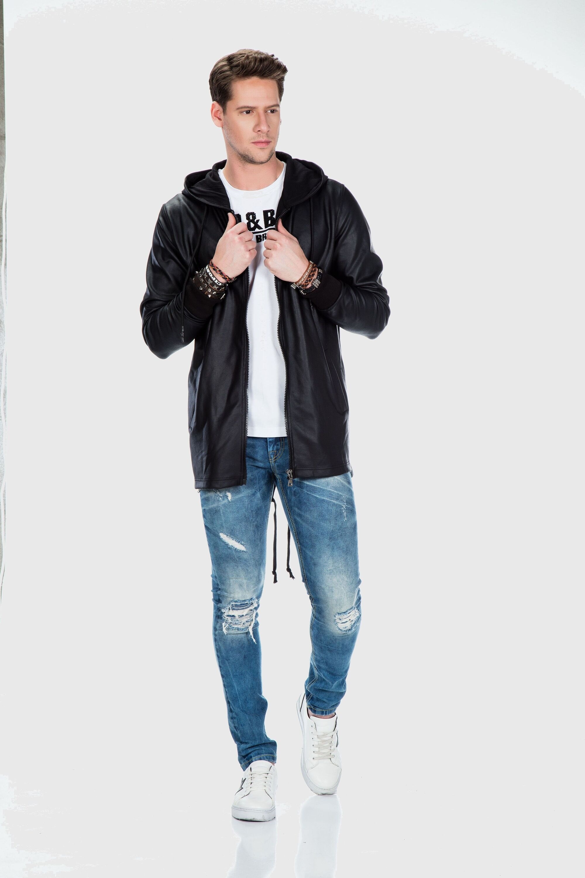 Cipo & Baxx Allwetterjacke »Jacke«, mit Kapuze, im unifarbenen Look