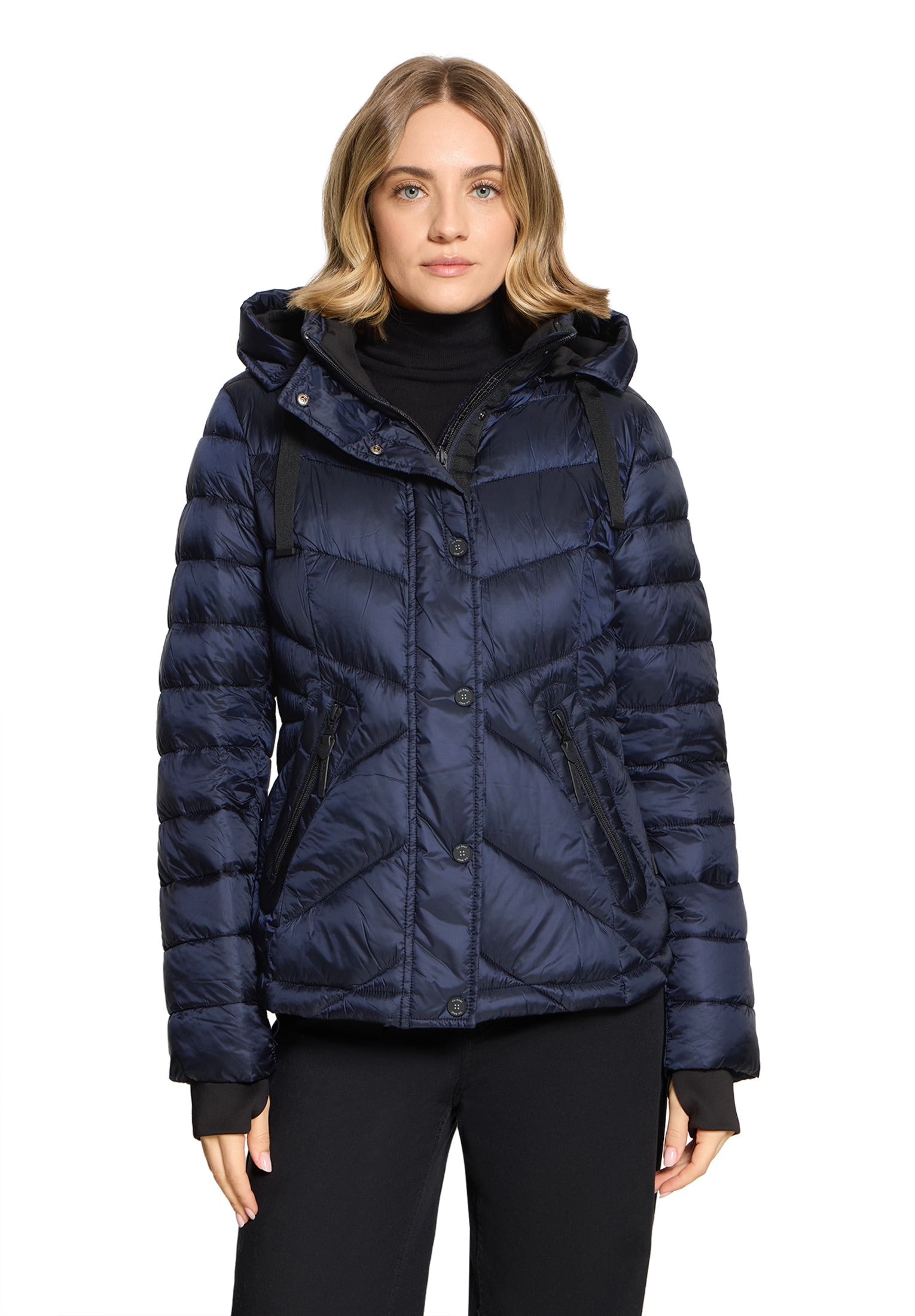 Gil Bret Steppjacke mit Kapuze mit abnehmbarer Kapuze und verdecktem Reißverschluss