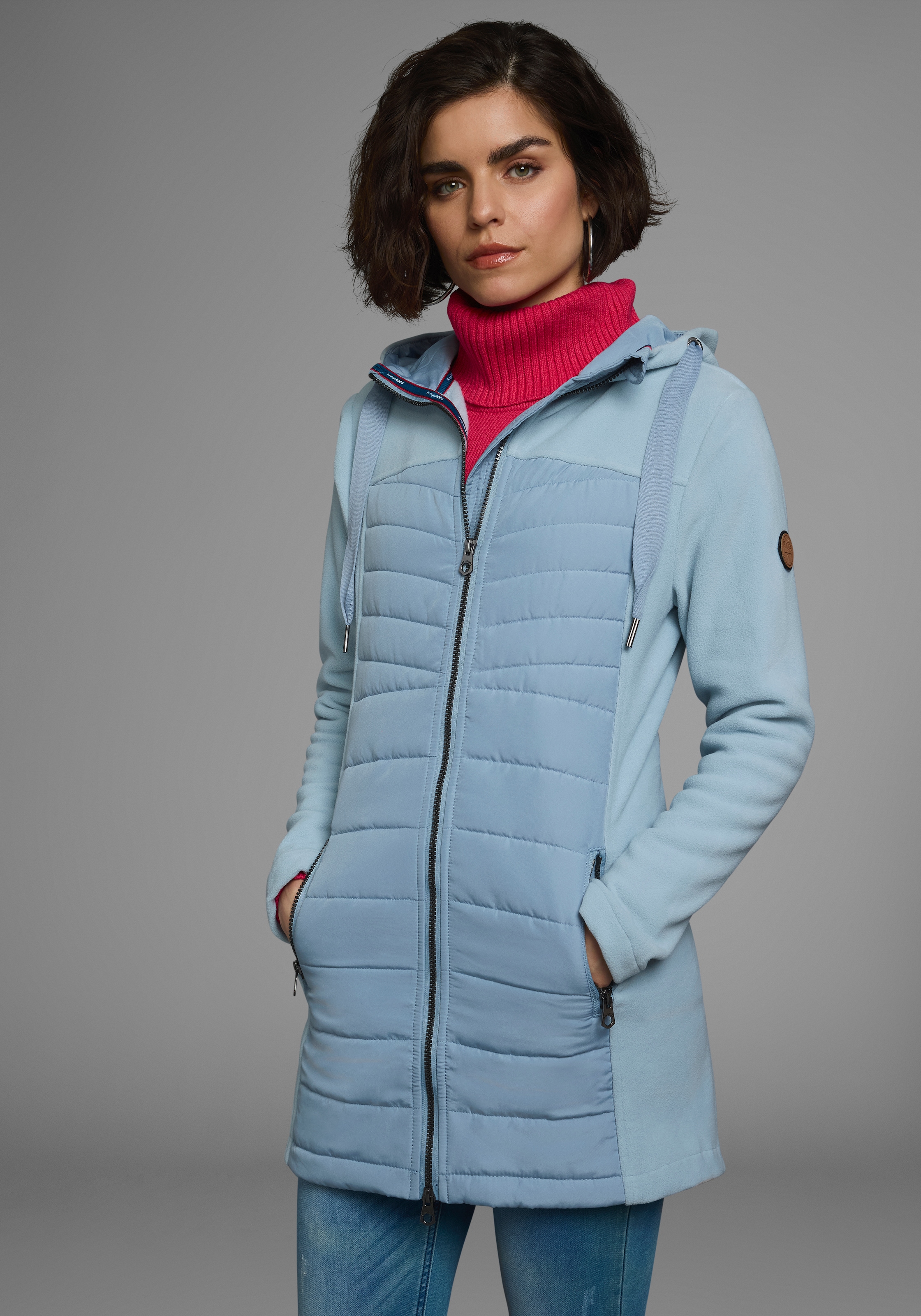KangaROOS Langjacke, mit Kapuze, Hybridjacke - Fleecejacke mit wattierten B günstig online kaufen