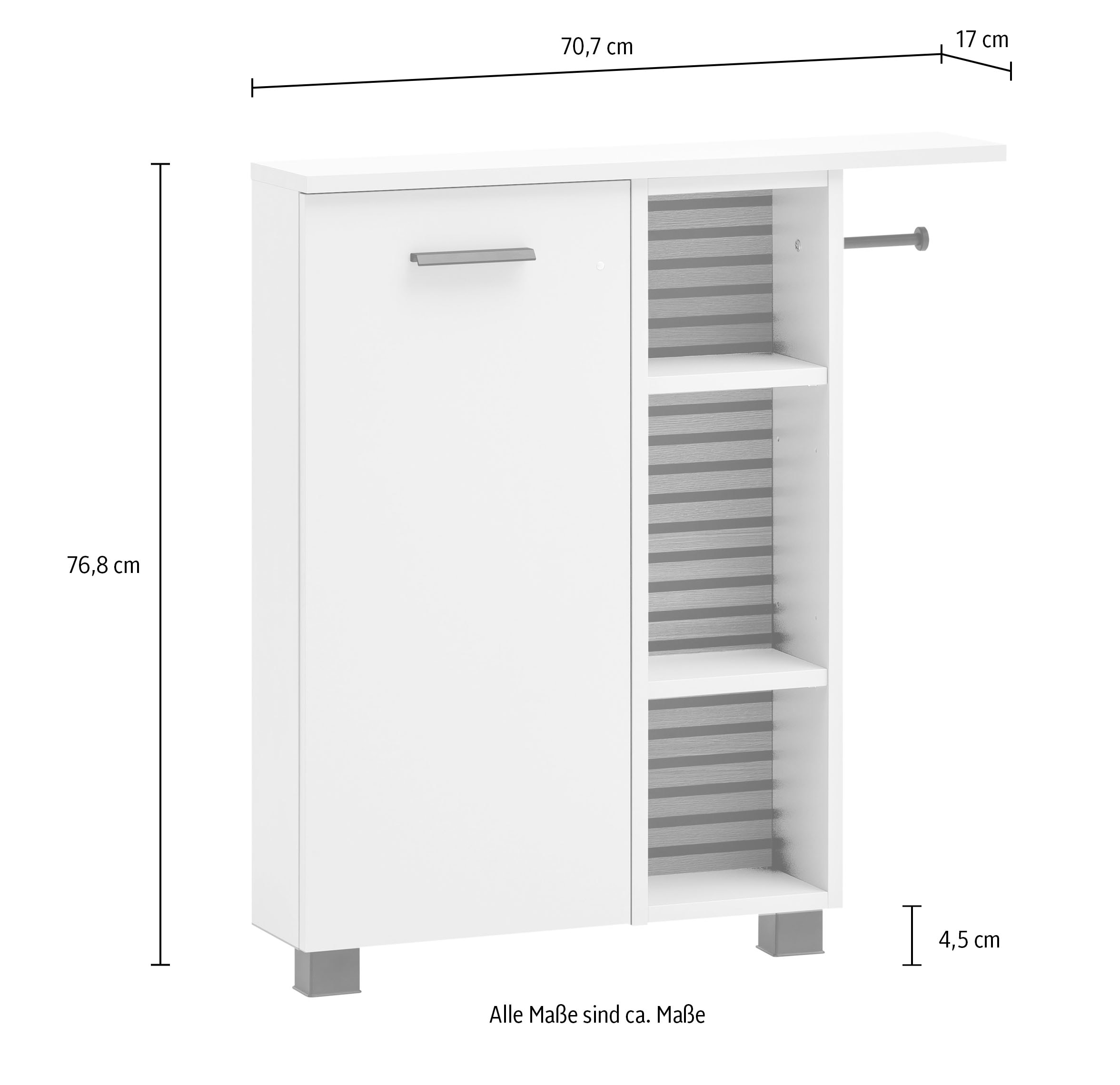 welltime Seitenschrank »Katta, Breite 70 cm«, Regal links oder rechts montierbar