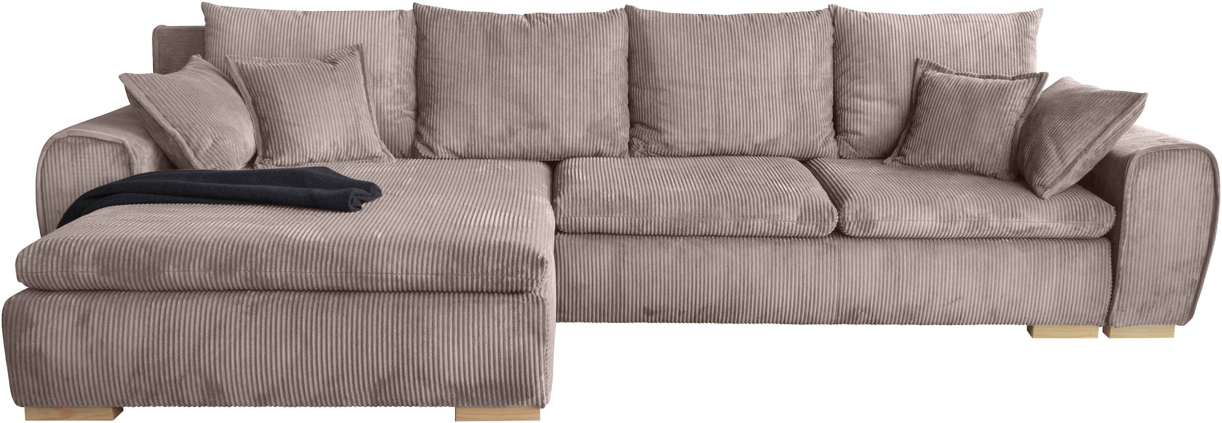 Home affaire Ecksofa »Katja L-Form«, Cord Bezug, inkl. Schlaffunktion und Stauraum