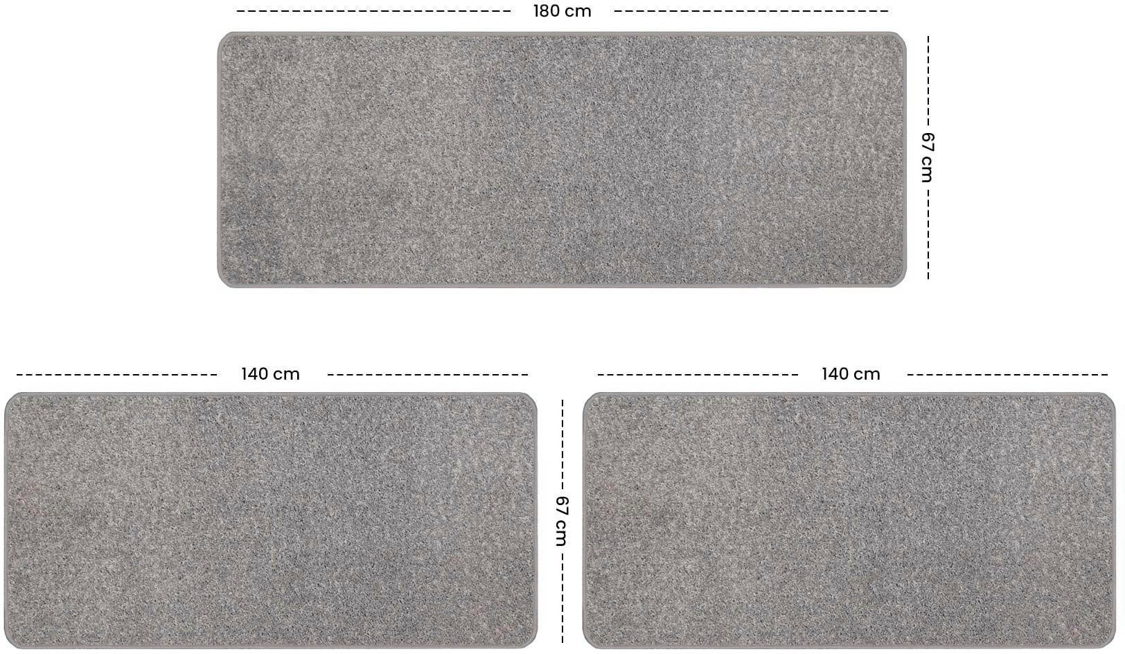 Primaflor-Ideen in Textil Bettumrandung »MUMBAI, Made in Netherlands«, (3 tlg.), Bettvorleger, Läufer-Set, weicher Kurzflor, Uni-Farben