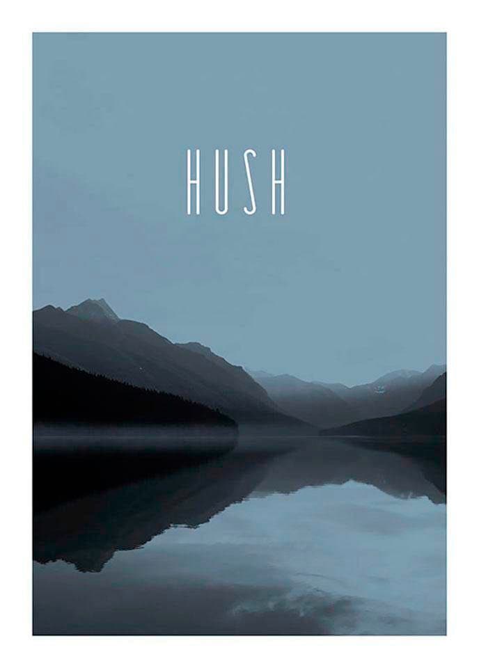 Poster »Word Lake Hush Steel«, Natur, (1 St.), Kinderzimmer, Schlafzimmer, Wohnzimmer