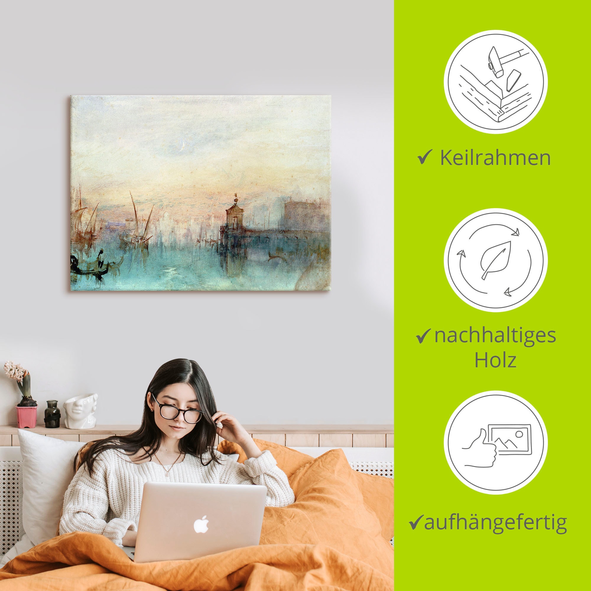 Artland Wandbild »Venedig mit erster Mondsichel.«, Gewässer, (1 St.), als Leinwandbild, Poster, Wandaufkleber in verschied. Größen