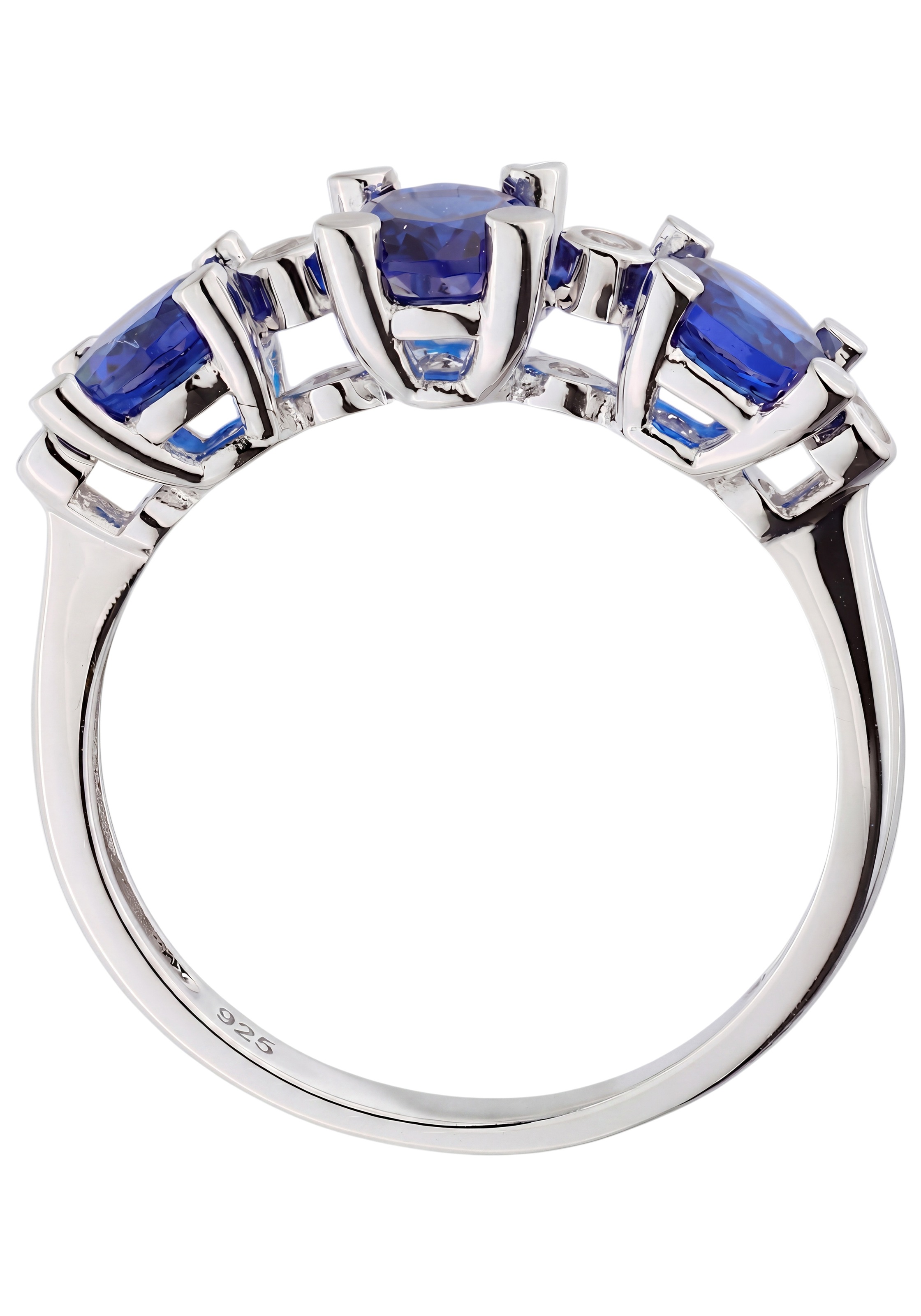 JOBO Silberring »Ring Fingerring blau« 925 Silber rhodiniert mit Spinell und Zirkonia