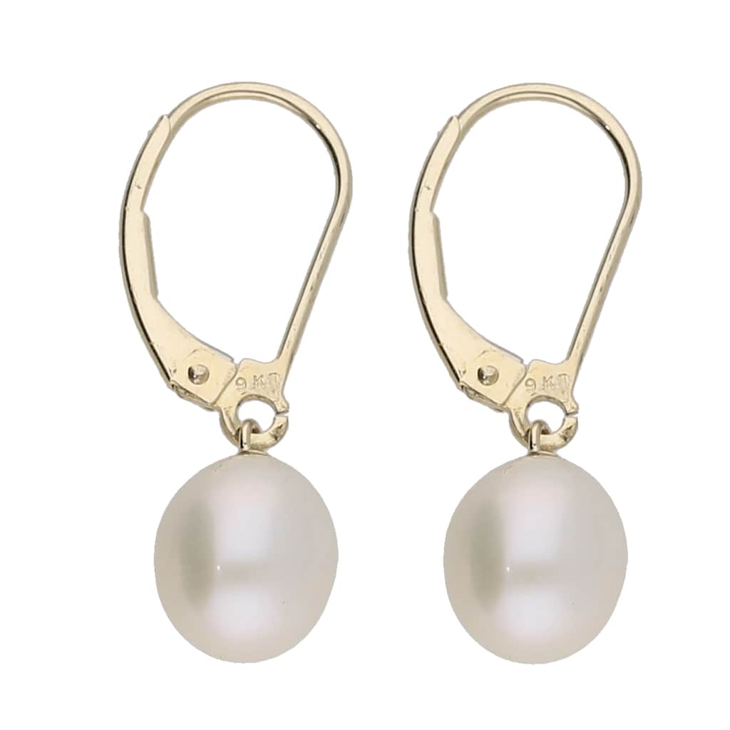 Luigi Merano Paar Ohrhänger »mit Brisur, Süßwasser-Perlen, Gold 375«