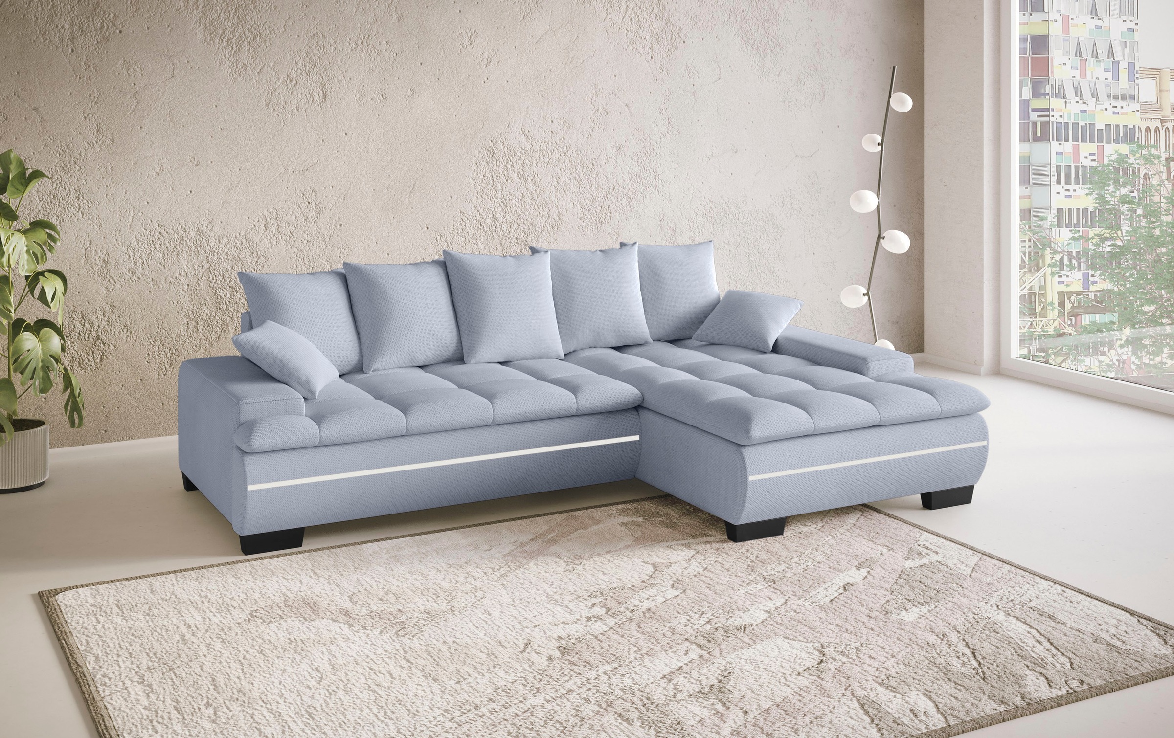 Mr. Couch Ecksofa »Haiti II, L-Form«, RGB-LED Beleuchtung, Kaltschaum, wahlweise mit Bett, Bettkasten